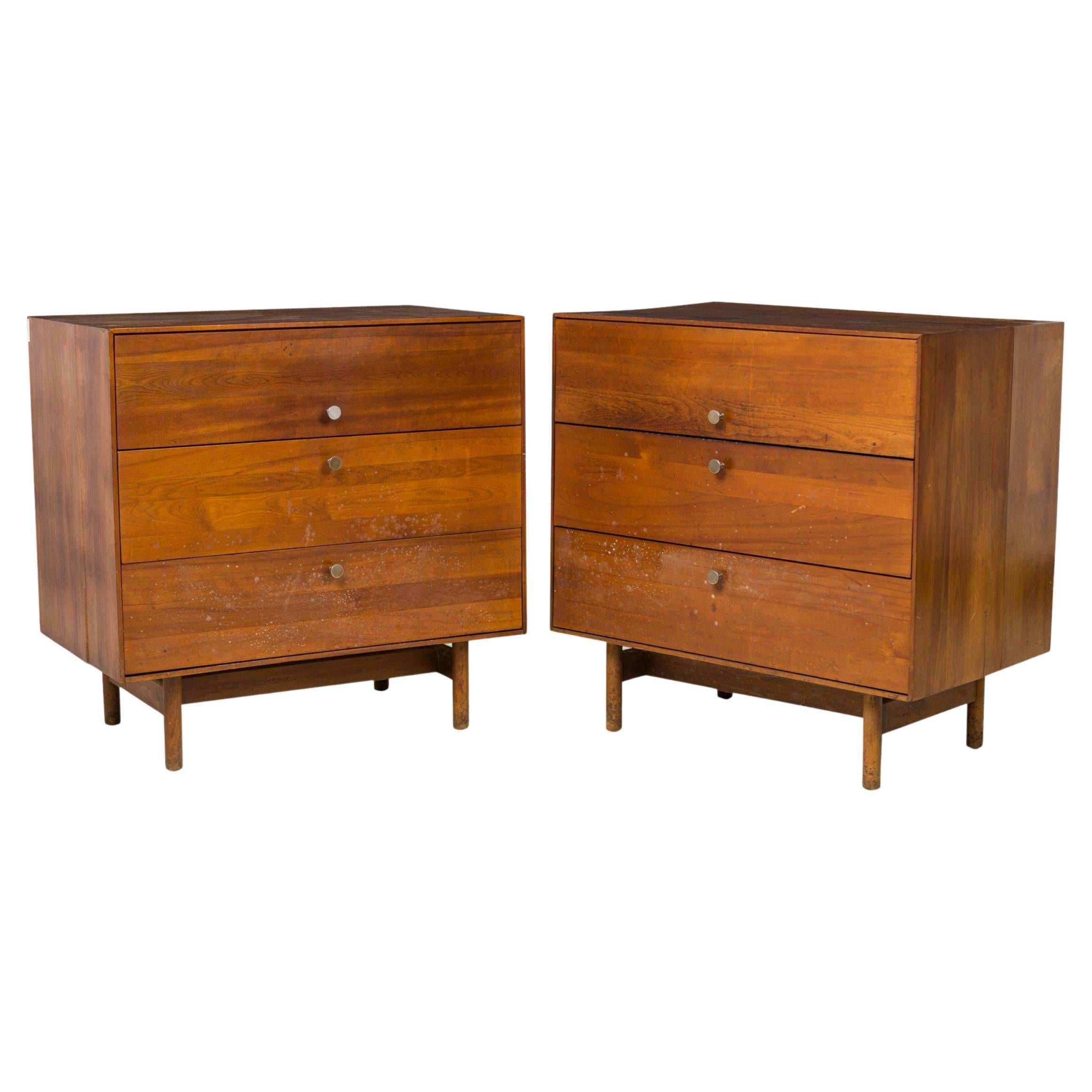 Pair of Edmond Spence for Whitney Furniture Co. 3-Drawer Walnut Chest For Sale