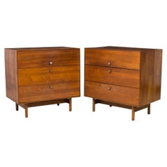 Pair of Edmond Spence for Whitney Furniture Co. 3-Drawer Walnut Chest
