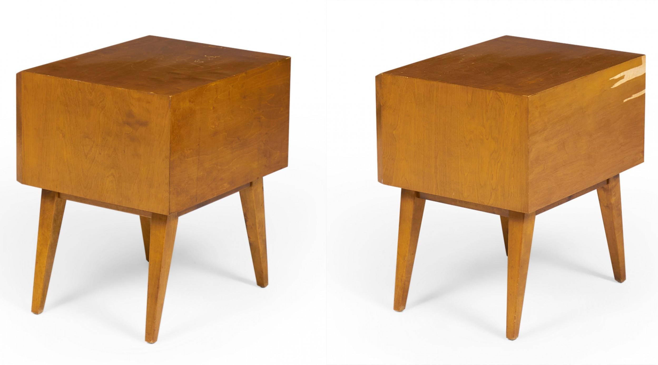 American Pair of Edmond Spence Swedish Mid-Century Wave Front Birchwood Nightstands For Sale