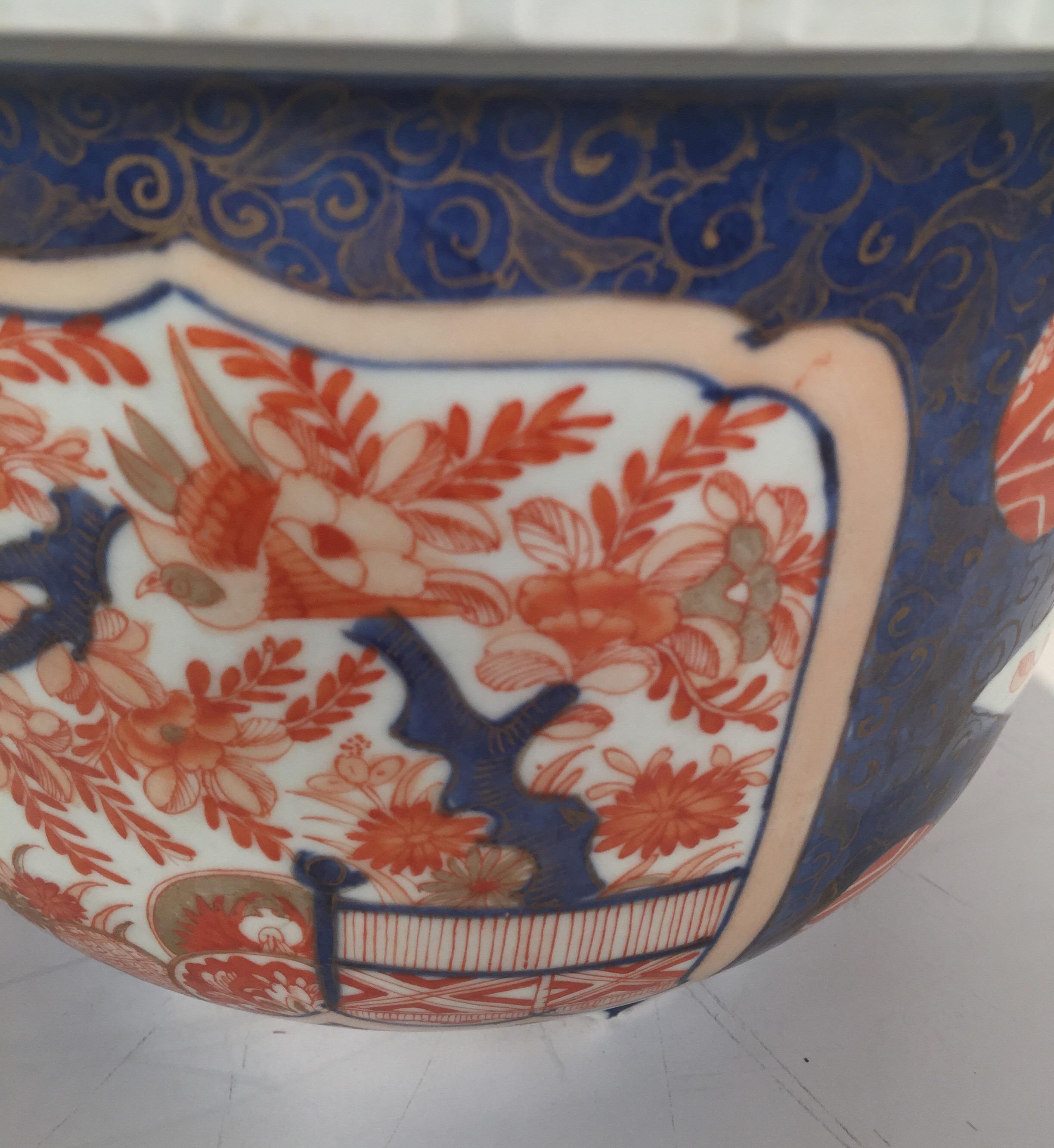 Porcelain Pair of Edo Period Imari Jardinière Planters, 19th Century