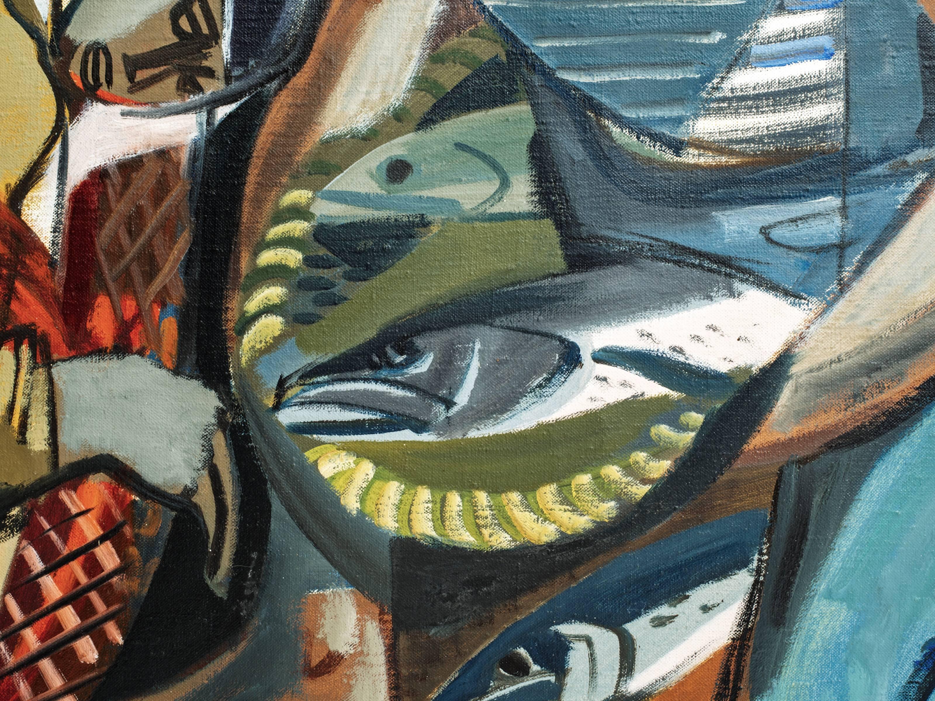 Canvas Pair of Edouard Baillods Fishermen Paintings
