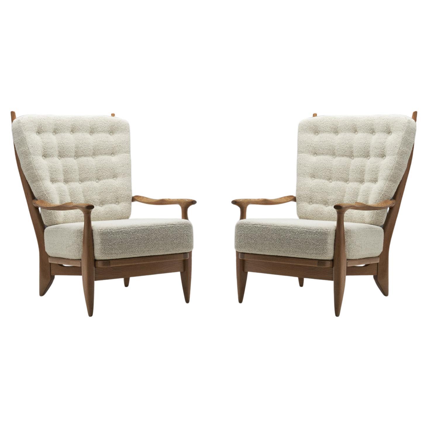 Pair of "Edouard" Lounge Chairs by Guillerme et Chambron, France 1960s