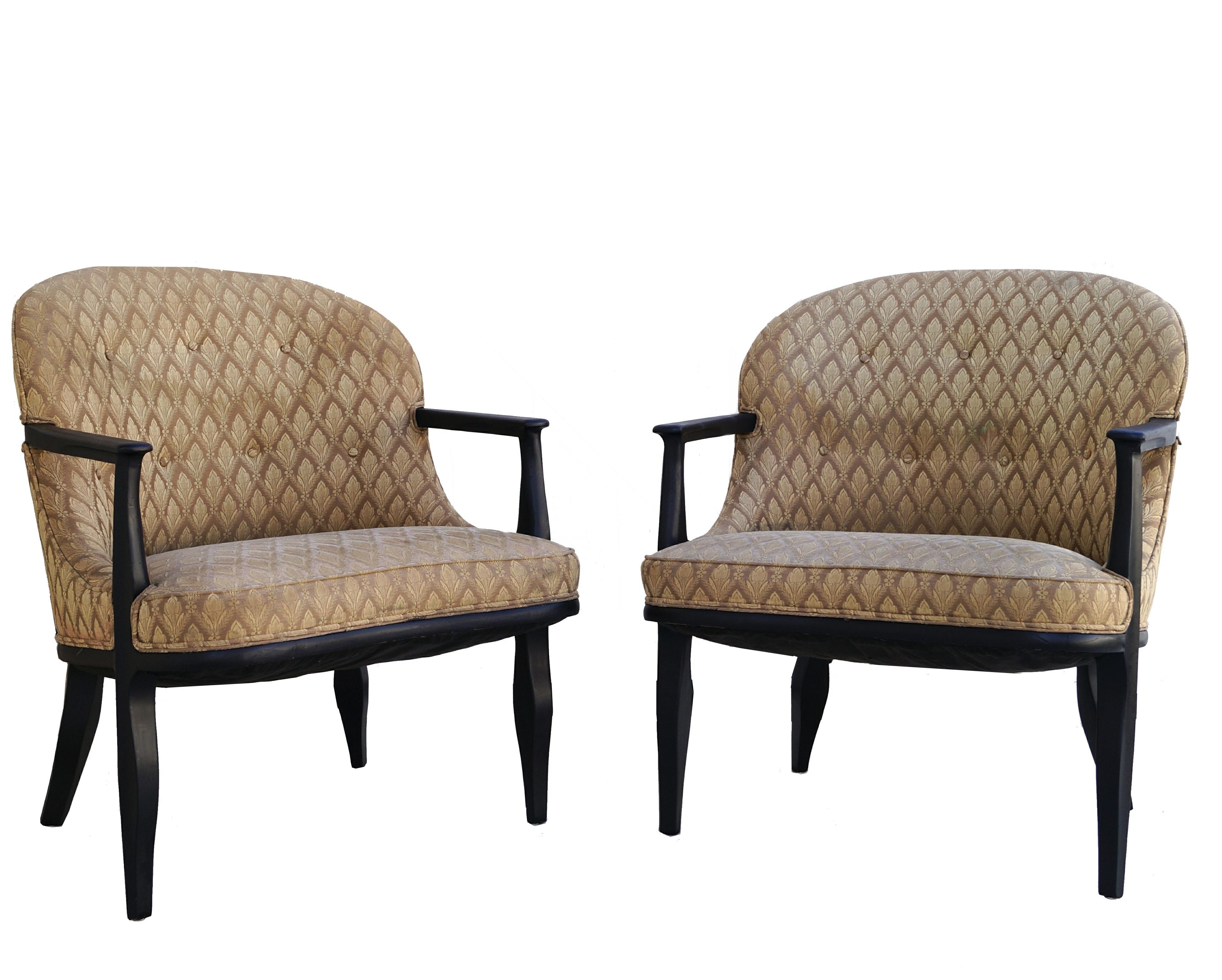 A set of 2 Edward J. Wormley Janus lounge chairs for Dunbar.
If you are in the New Jersey , New York City Metro Area , please contact us with your delivery zipcode, as we may be able to deliver curbside for less than the calculated White Glove rates