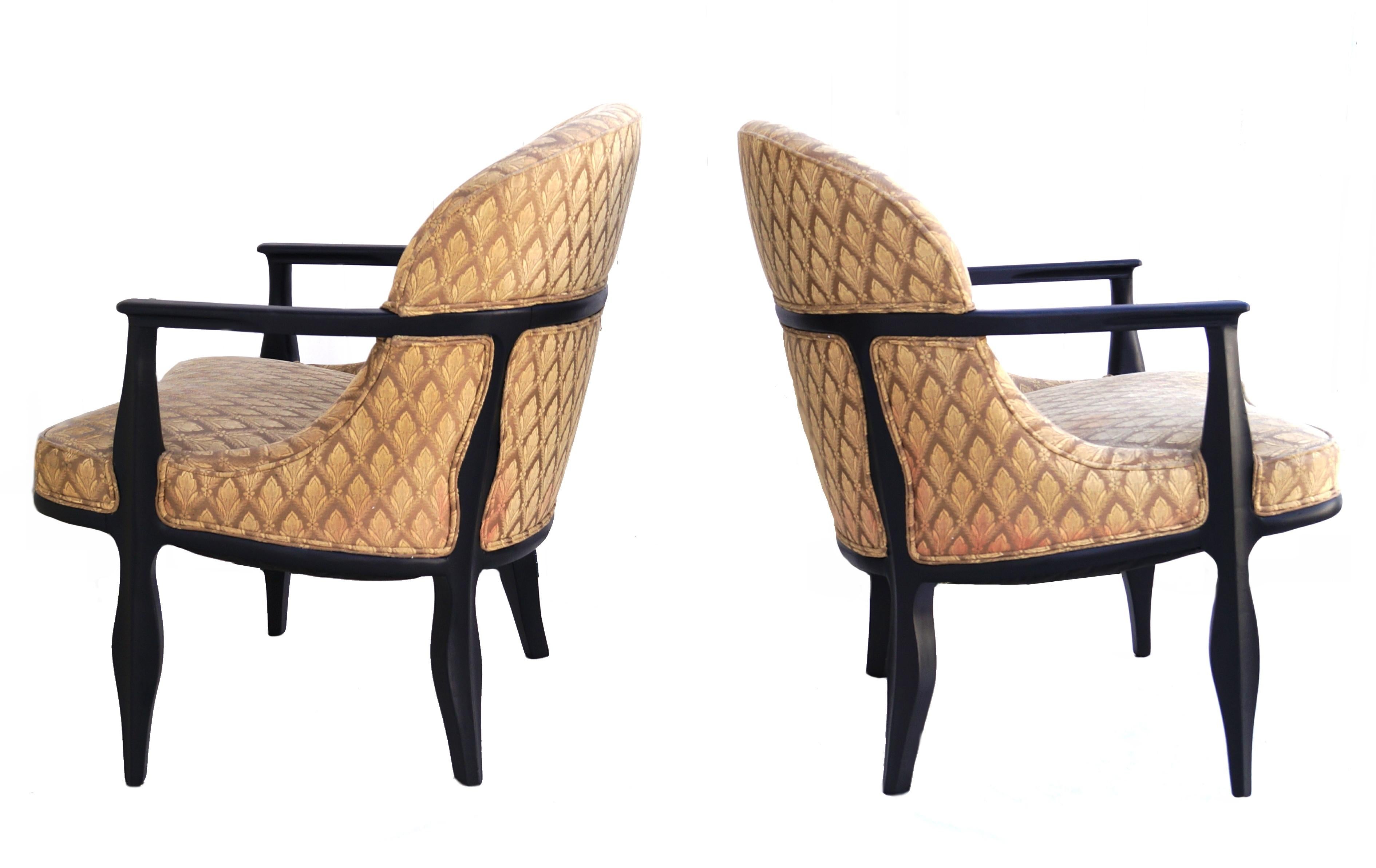 Upholstery Pair of Edward J. Wormley Janus Lounge Chairs for Dunbar For Sale