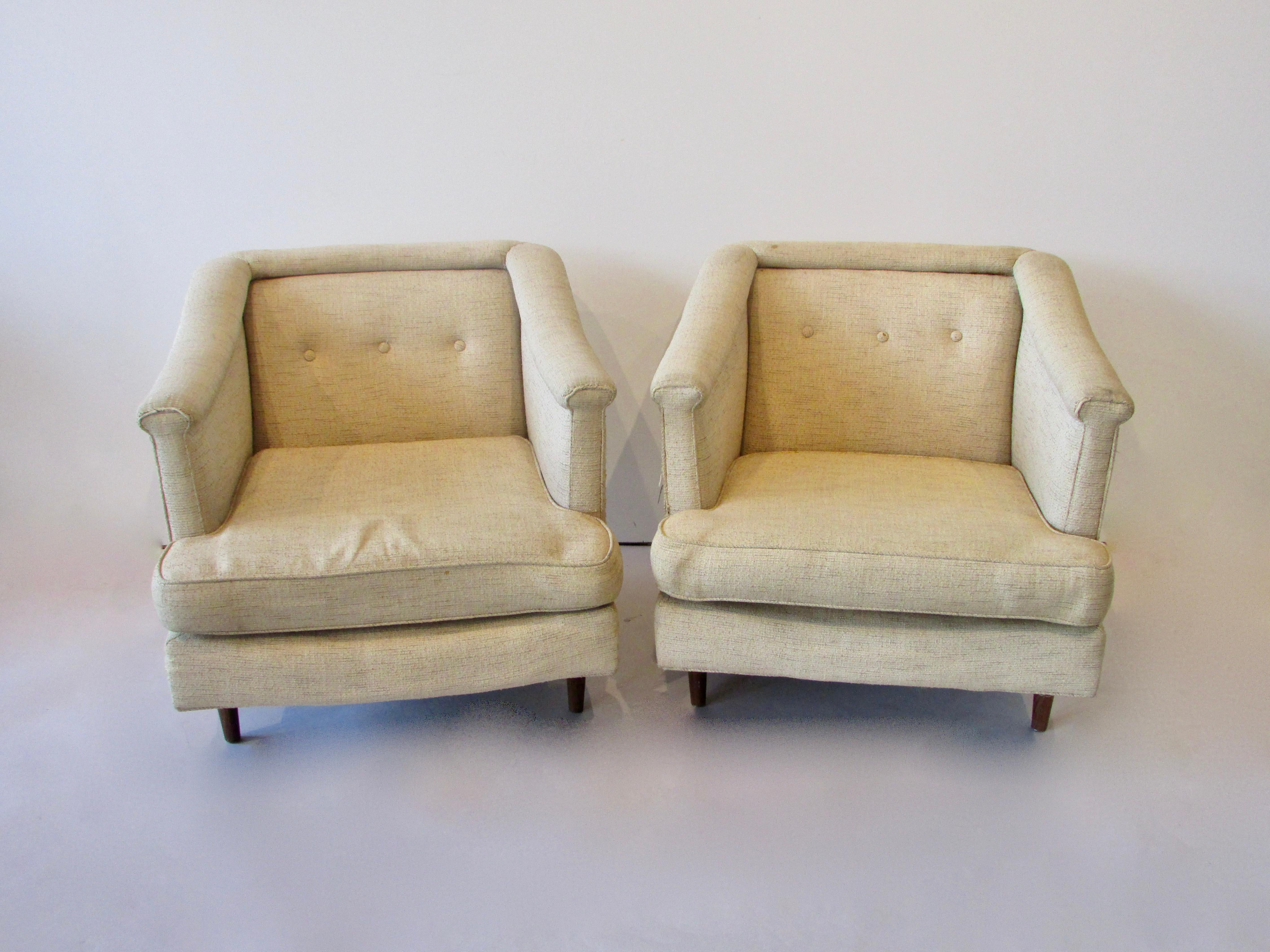 American Pair of Edward Wormley Dunbar for Moderns Lounge Chairs as Found Originals