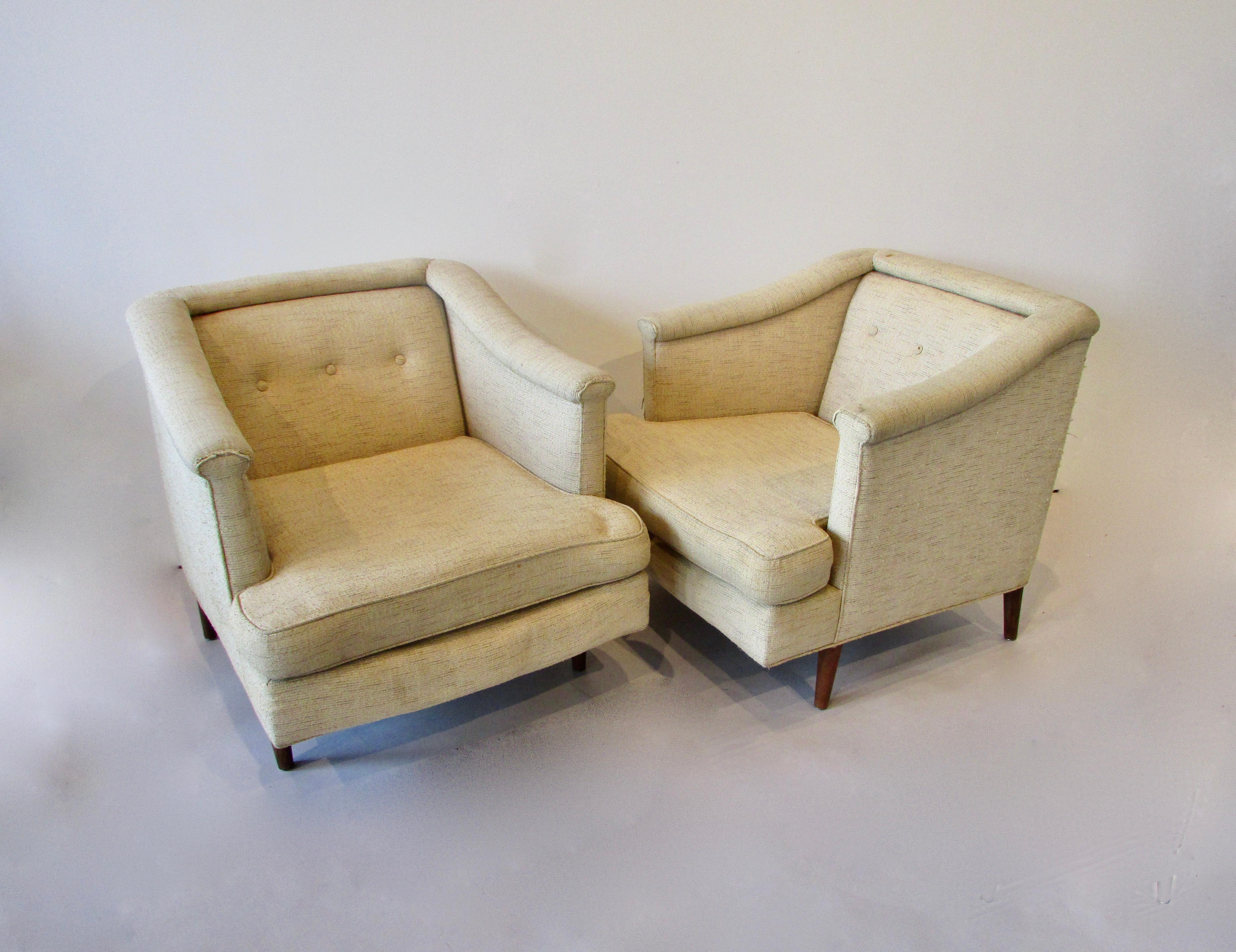 Pair of Edward Wormley Dunbar for Moderns Lounge Chairs as Found Originals 1