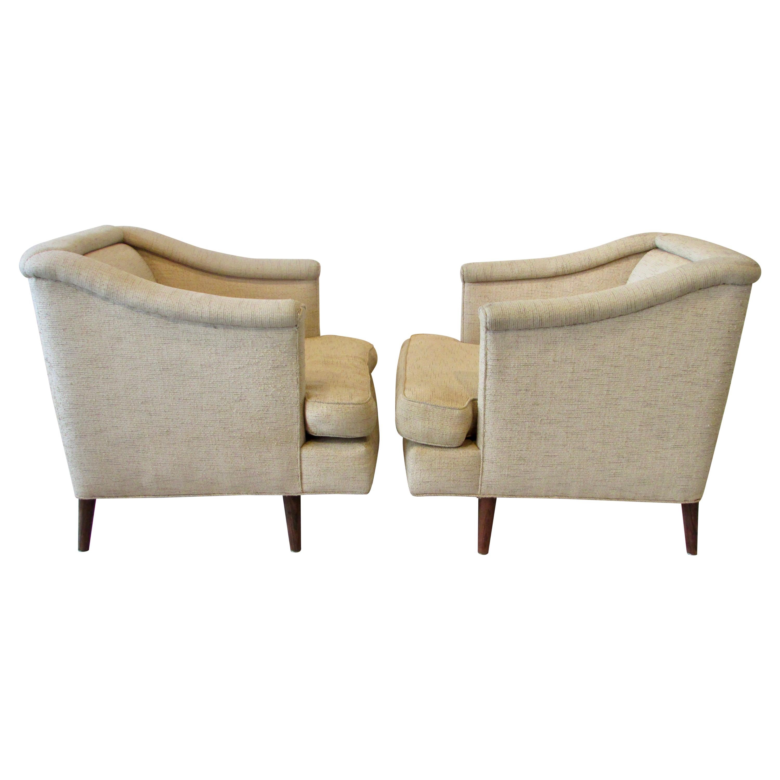 Pair of Edward Wormley Dunbar for Moderns Lounge Chairs as Found Originals