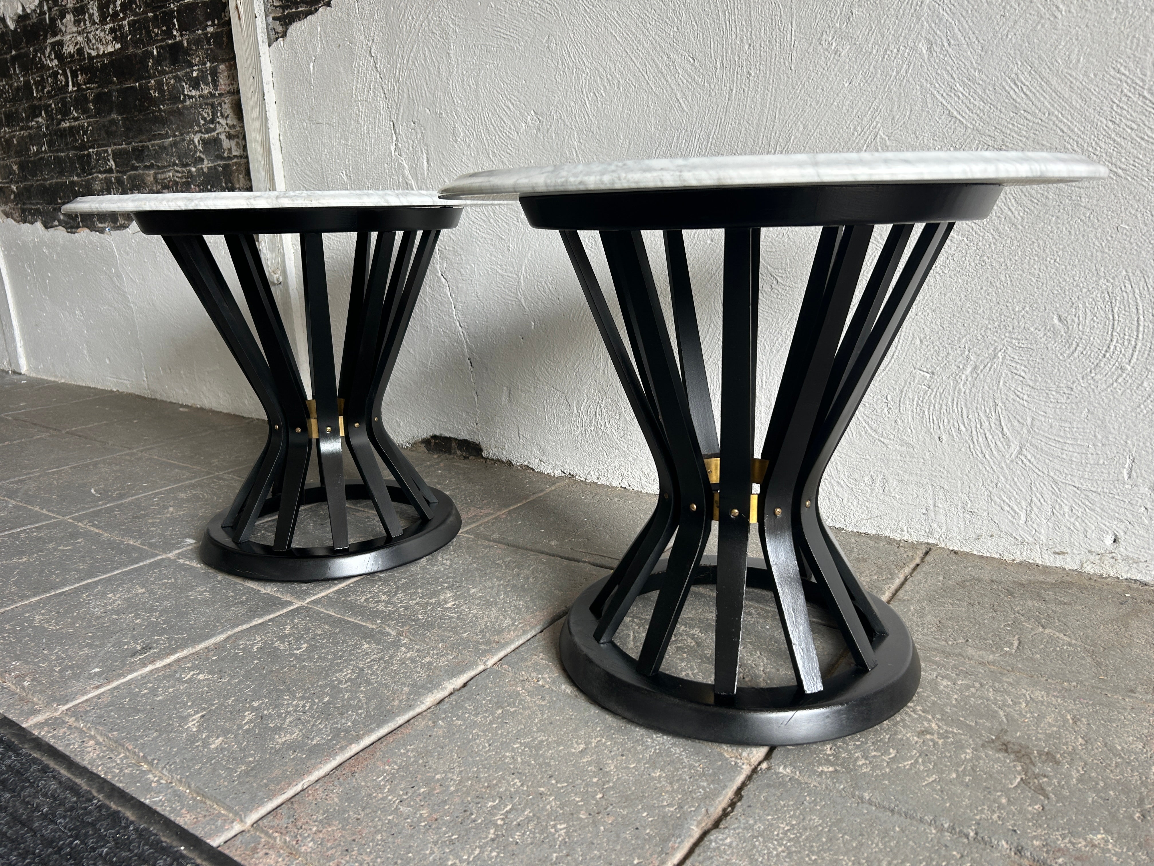 Pair of Dunbar Sheaf of Wheat End Tables with 3/4
