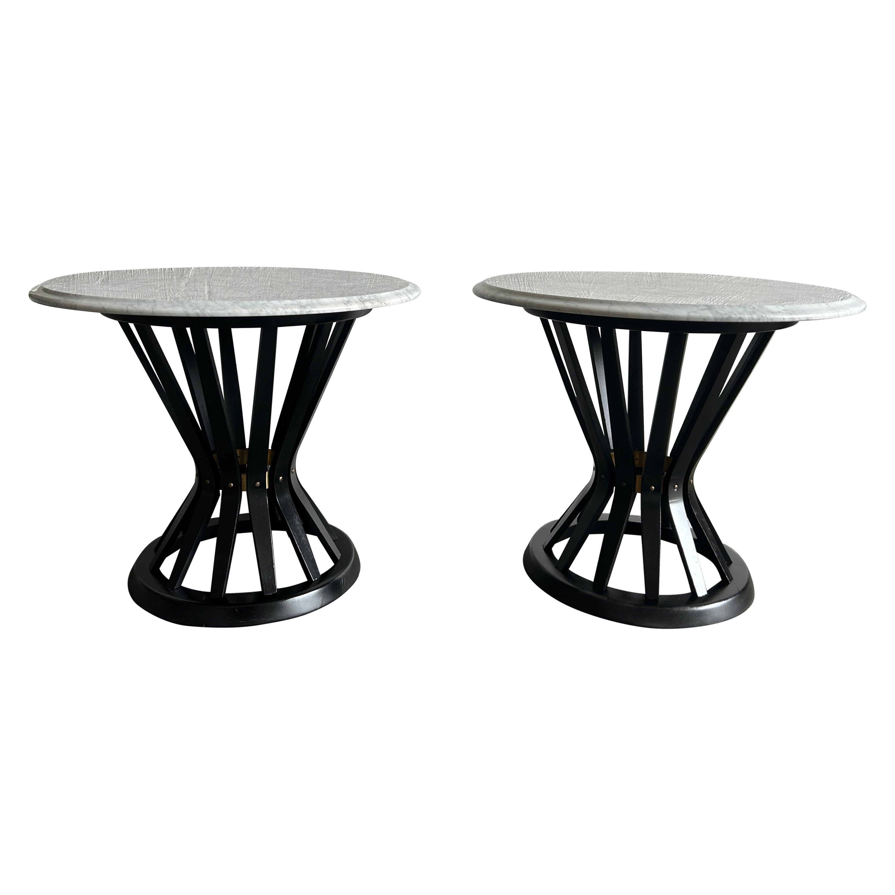 Pair of Edward Wormley Dunbar Sheaf of Wheat End Tables black Carrara