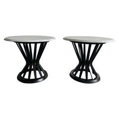 Pair of Edward Wormley Dunbar Sheaf of Wheat End Tables black Carrara