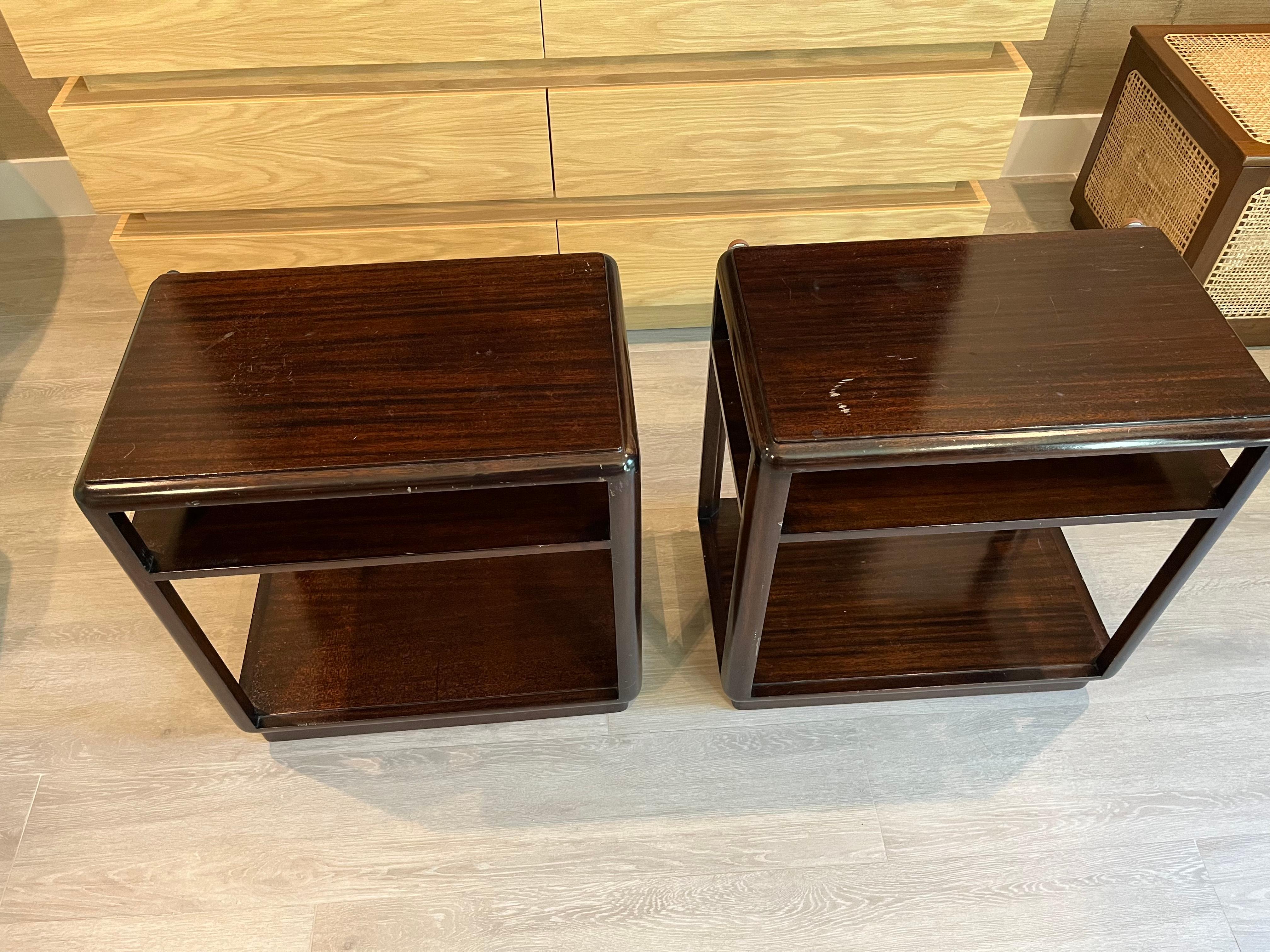 Wood Pair of Edward Wormley End Tables for Dunbar, Side Tables For Sale