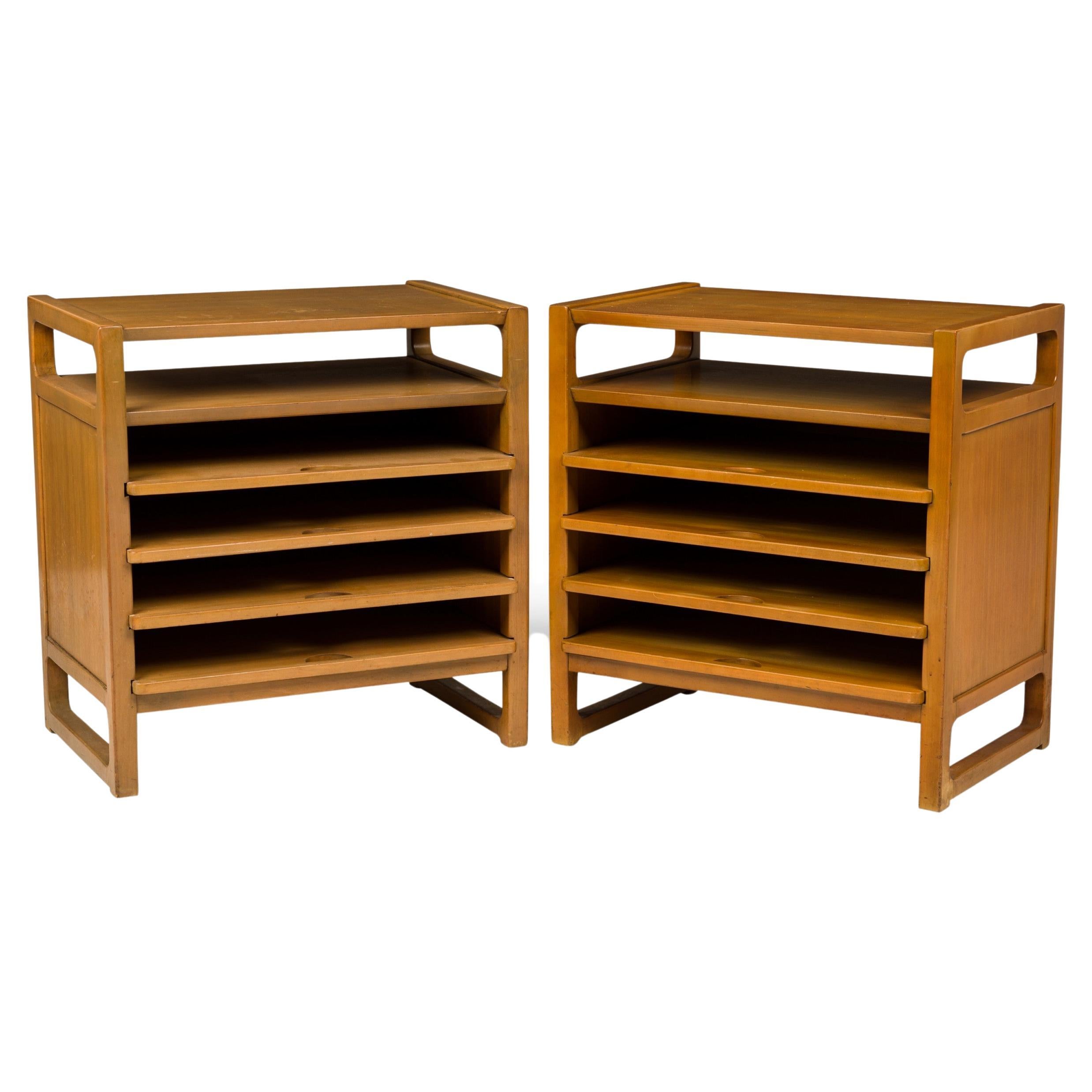Pair of Edward Wormley for Drexel American Mid-Century Blond Wood Magazine Table