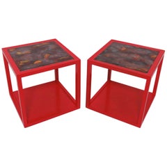 Pair of Edward Wormley for Drexel Precedent Side Tables with Tile Tops