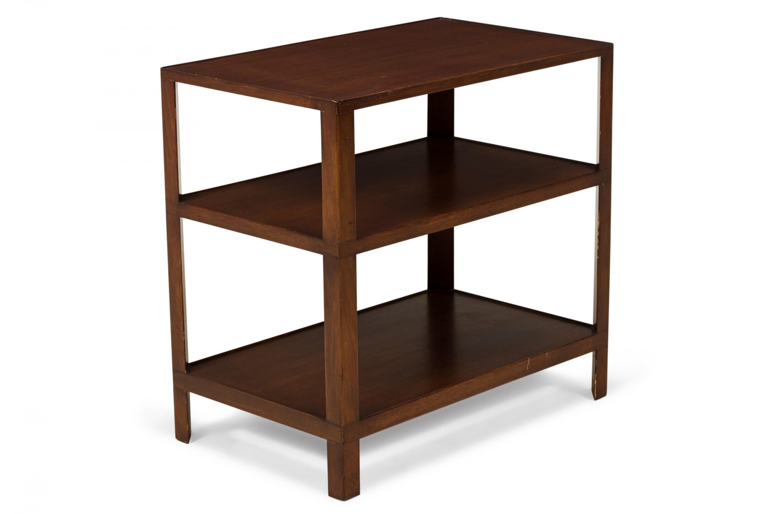 American Pair of Edward Wormley for Dunbar 3-Tiered Wooden Rectangular End / Side Tables For Sale