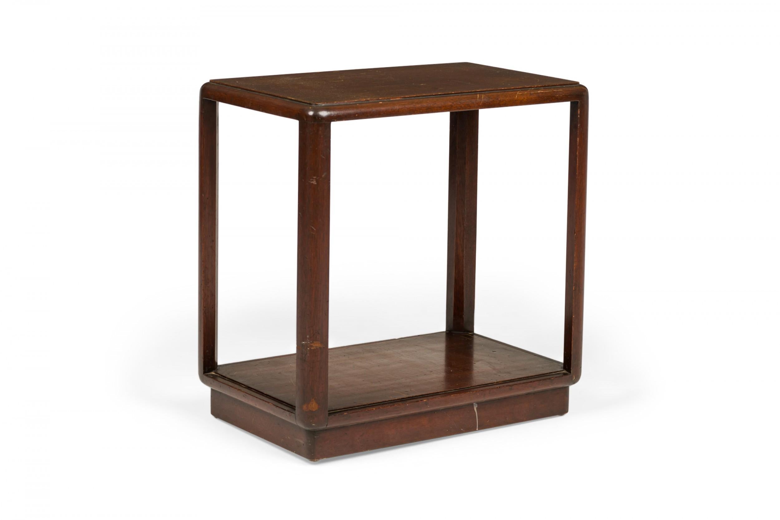 Pair of Edward Wormley for Dunbar Dark Wooden Open Frame End / Side Tables In Good Condition For Sale In New York, NY