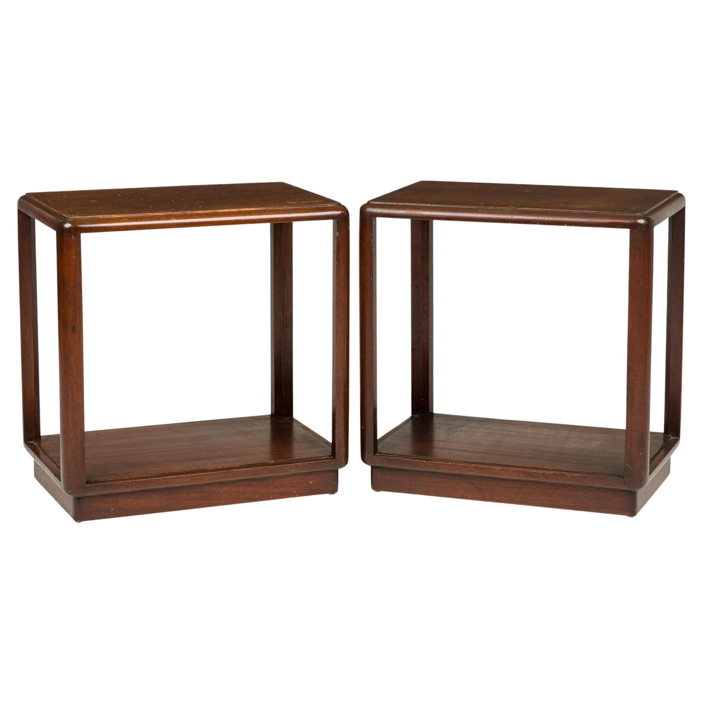 Pair of Edward Wormley for Dunbar Dark Wooden Open Frame End / Side Tables
