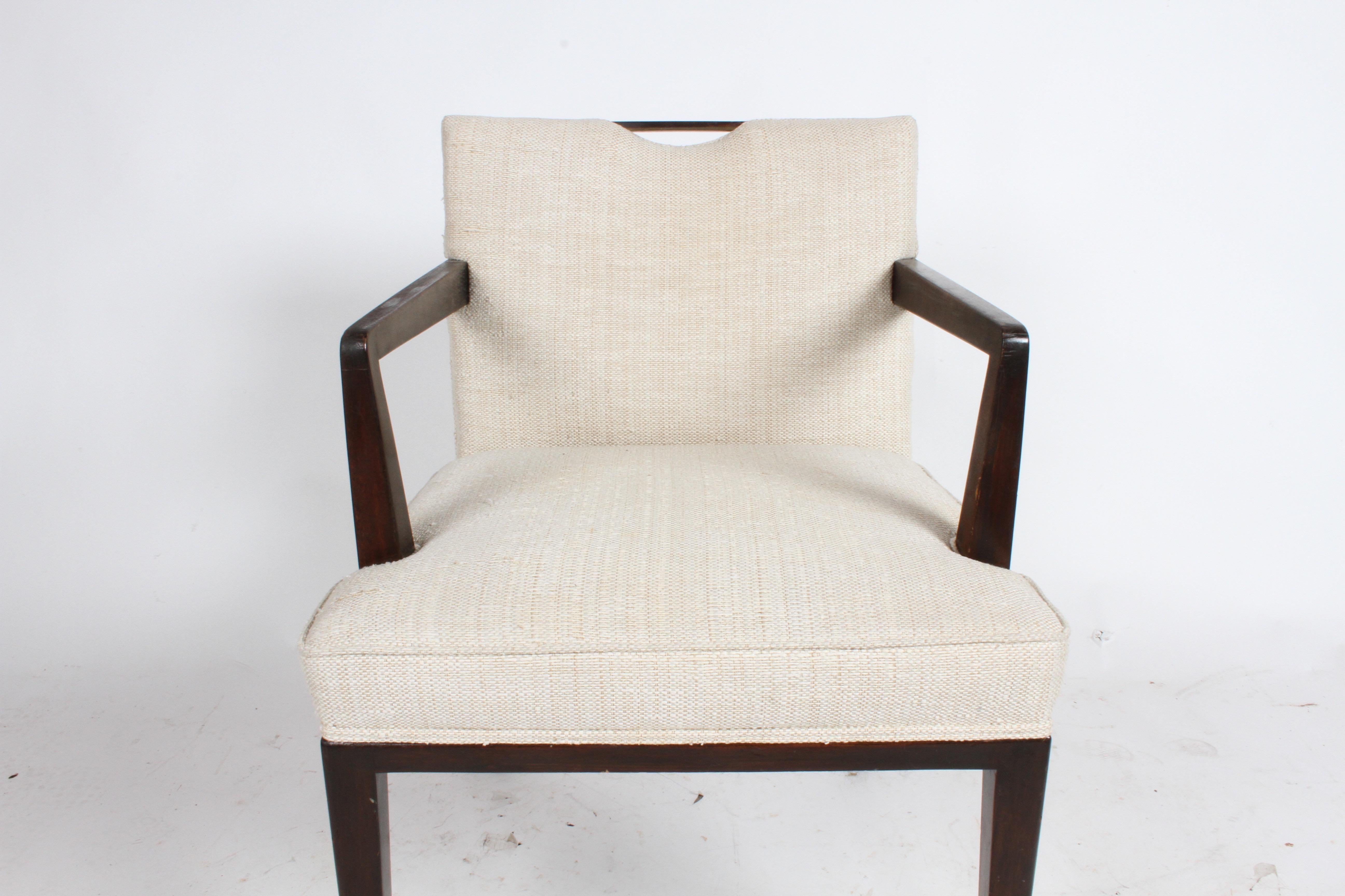 Pair of Edward Wormley for Dunbar Dining Chairs with Brass Handles  For Sale 1