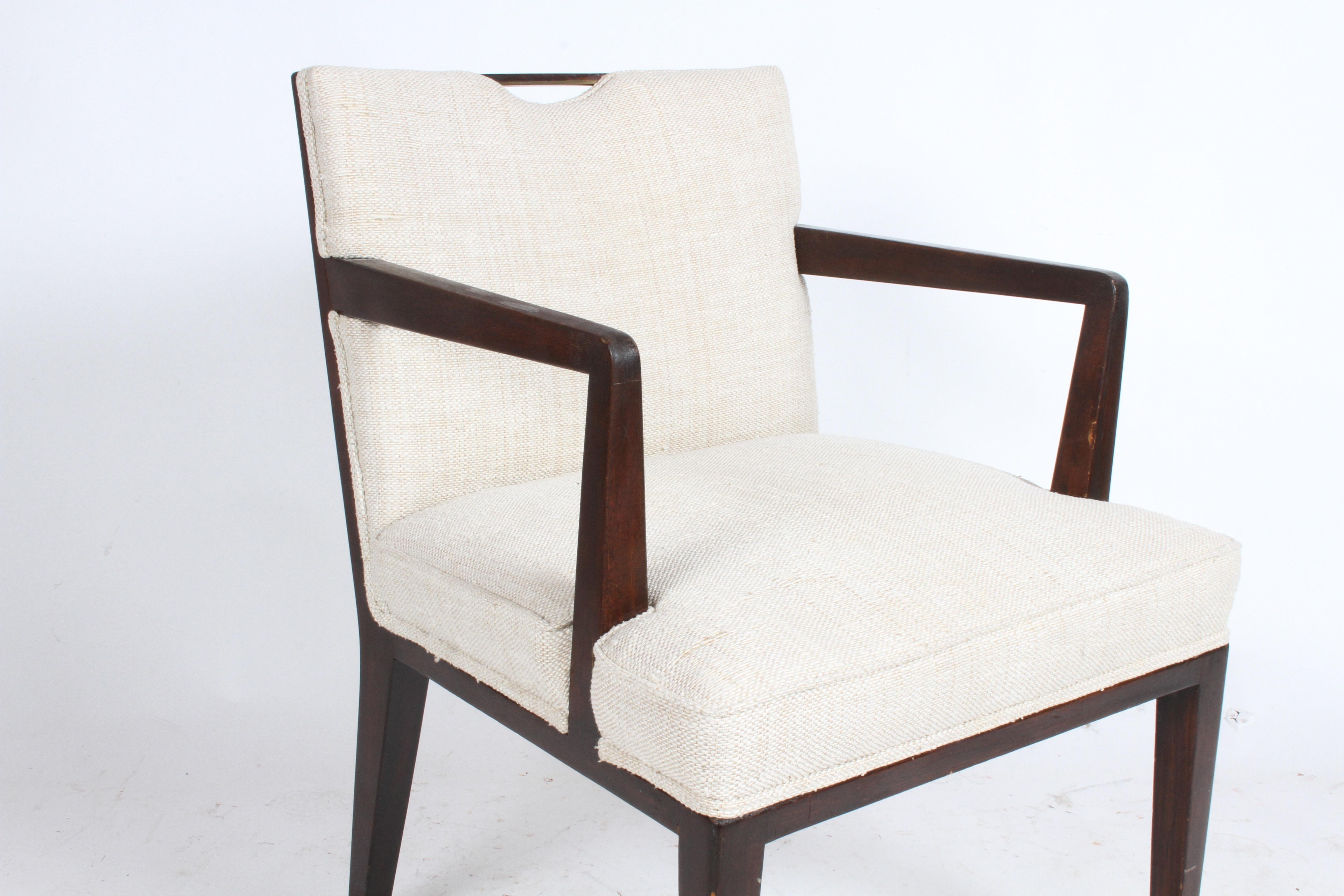 Pair of Edward Wormley for Dunbar Dining Chairs with Brass Handles  For Sale 2