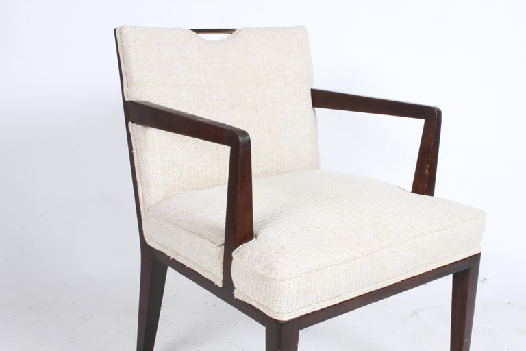 Pair of Edward Wormley for Dunbar Dining Chairs with Brass Handles For