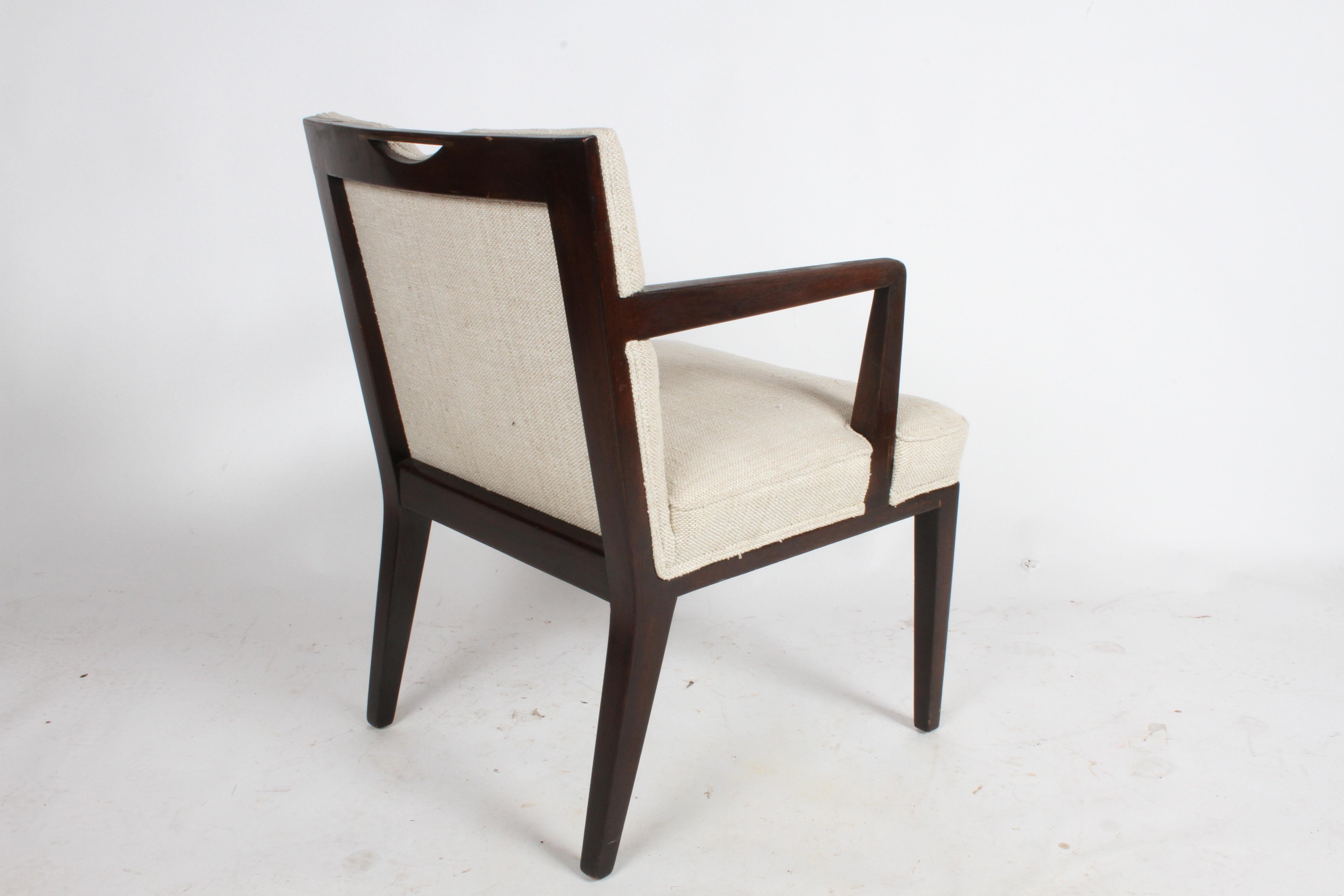 Mid-Century Modern Pair of Edward Wormley for Dunbar Dining Chairs with Brass Handles  For Sale