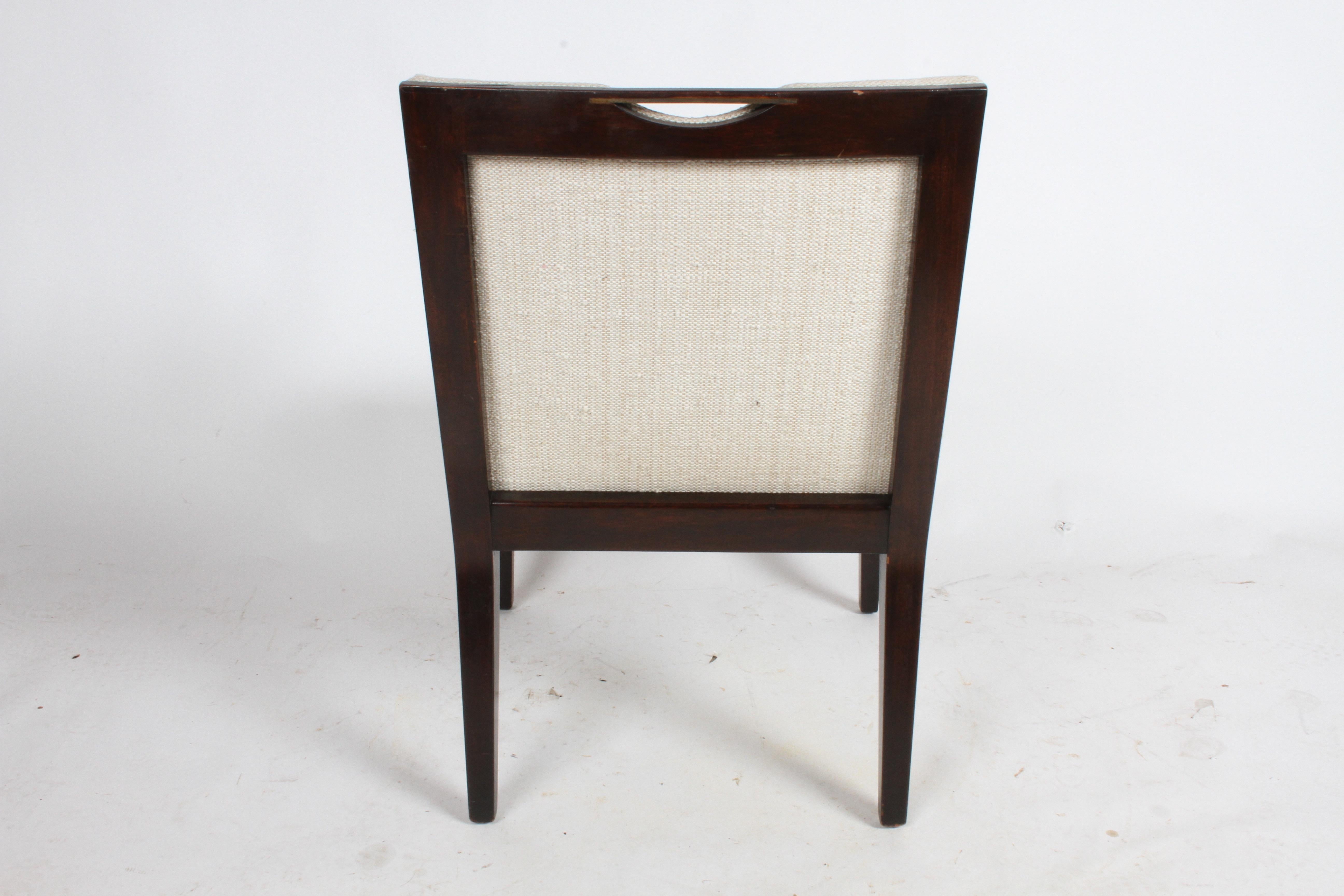 American Pair of Edward Wormley for Dunbar Dining Chairs with Brass Handles  For Sale