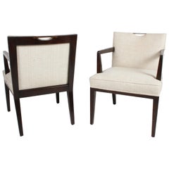 Pair of Edward Wormley for Dunbar Dining Chairs with Brass Handles
