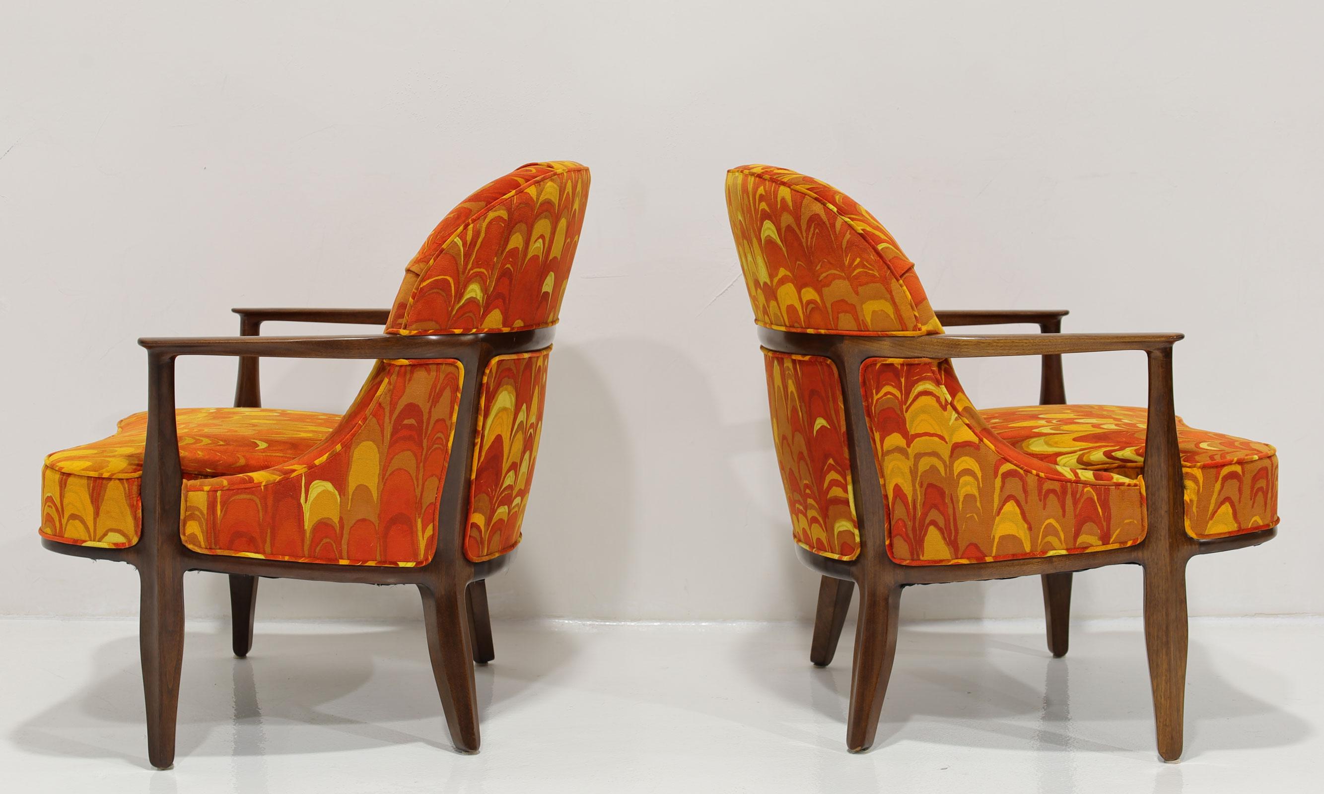 Mid-Century Modern Paire de chaises Janus Edward Wormley pour Dunbar en Jack Lenor Larsen en vente
