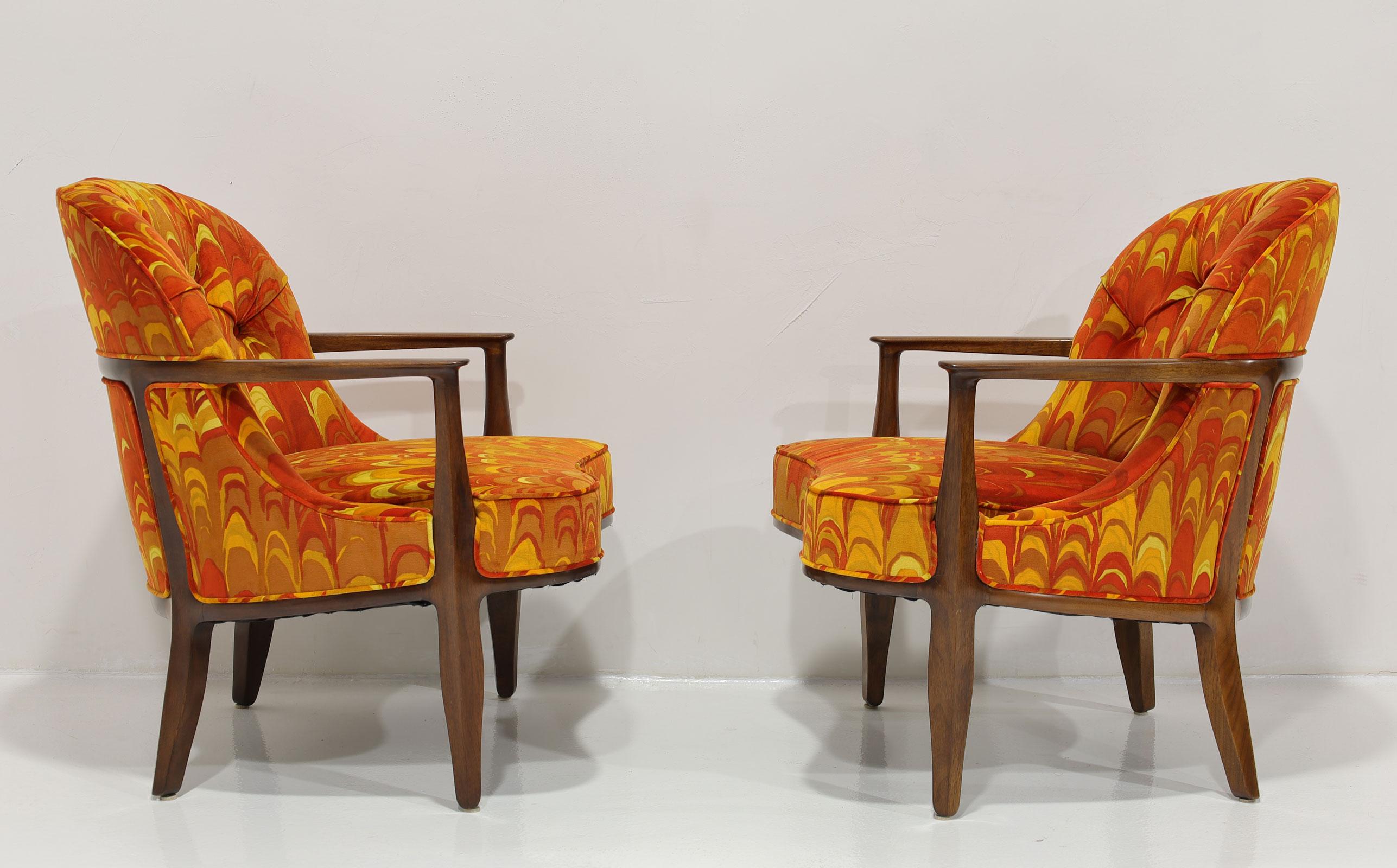 Américain Paire de chaises Janus Edward Wormley pour Dunbar en Jack Lenor Larsen en vente