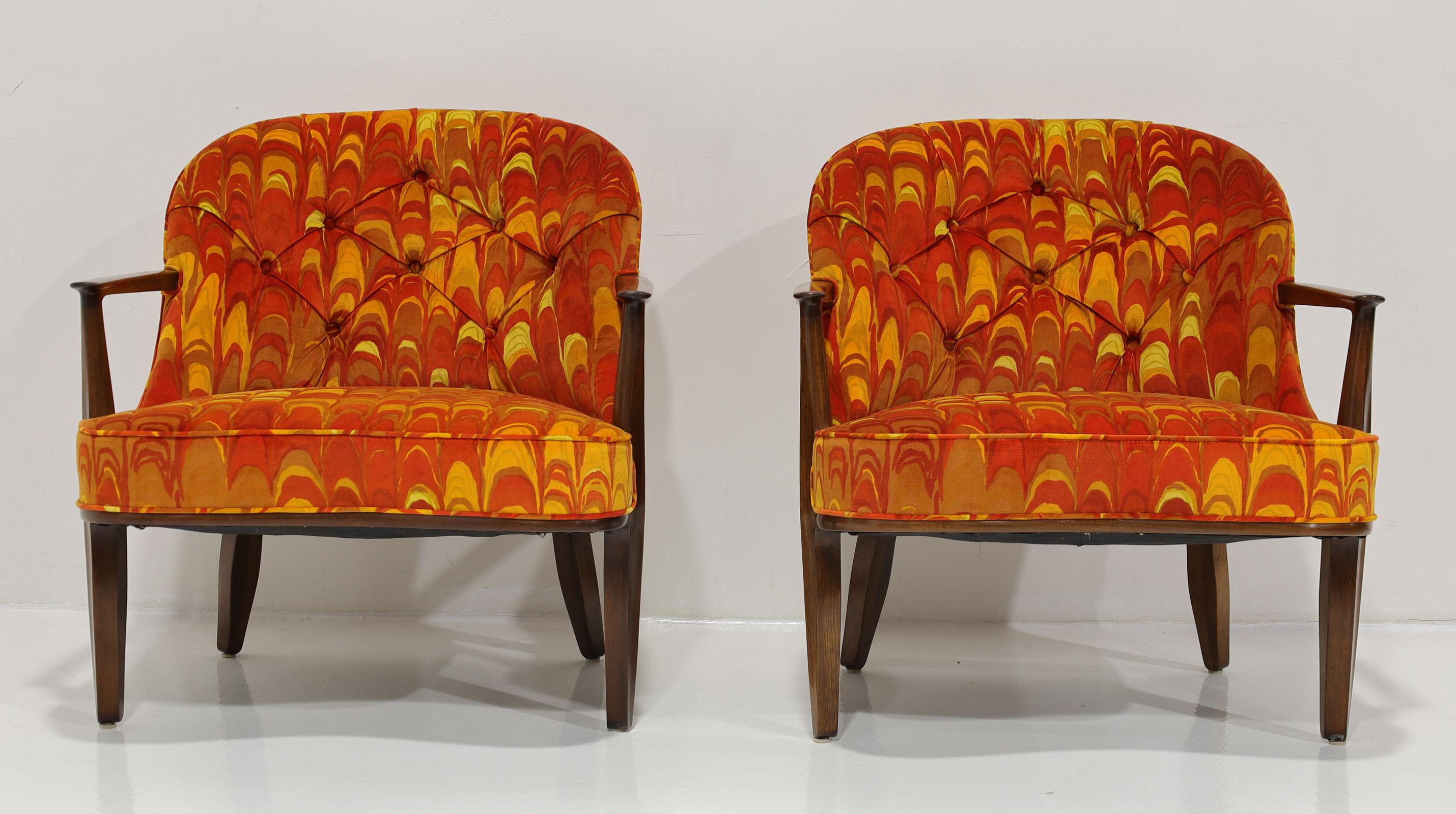 Paire de chaises Janus Edward Wormley pour Dunbar en Jack Lenor Larsen Bon état - En vente à Dallas, TX