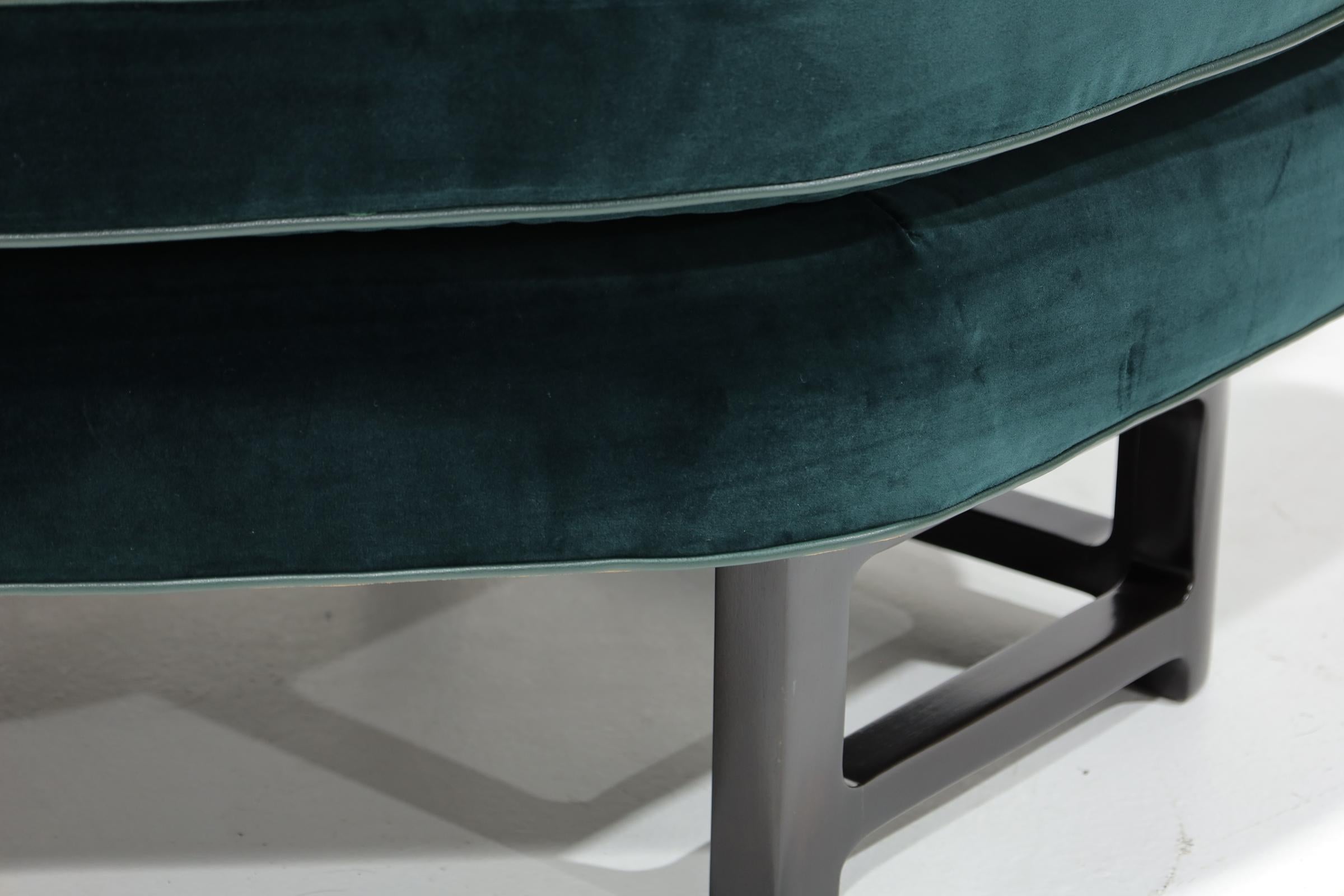 Upholstery Pair of Edward Wormley for Dunbar Janus Sofas in Raf Simons Velvet w/ Leather For Sale