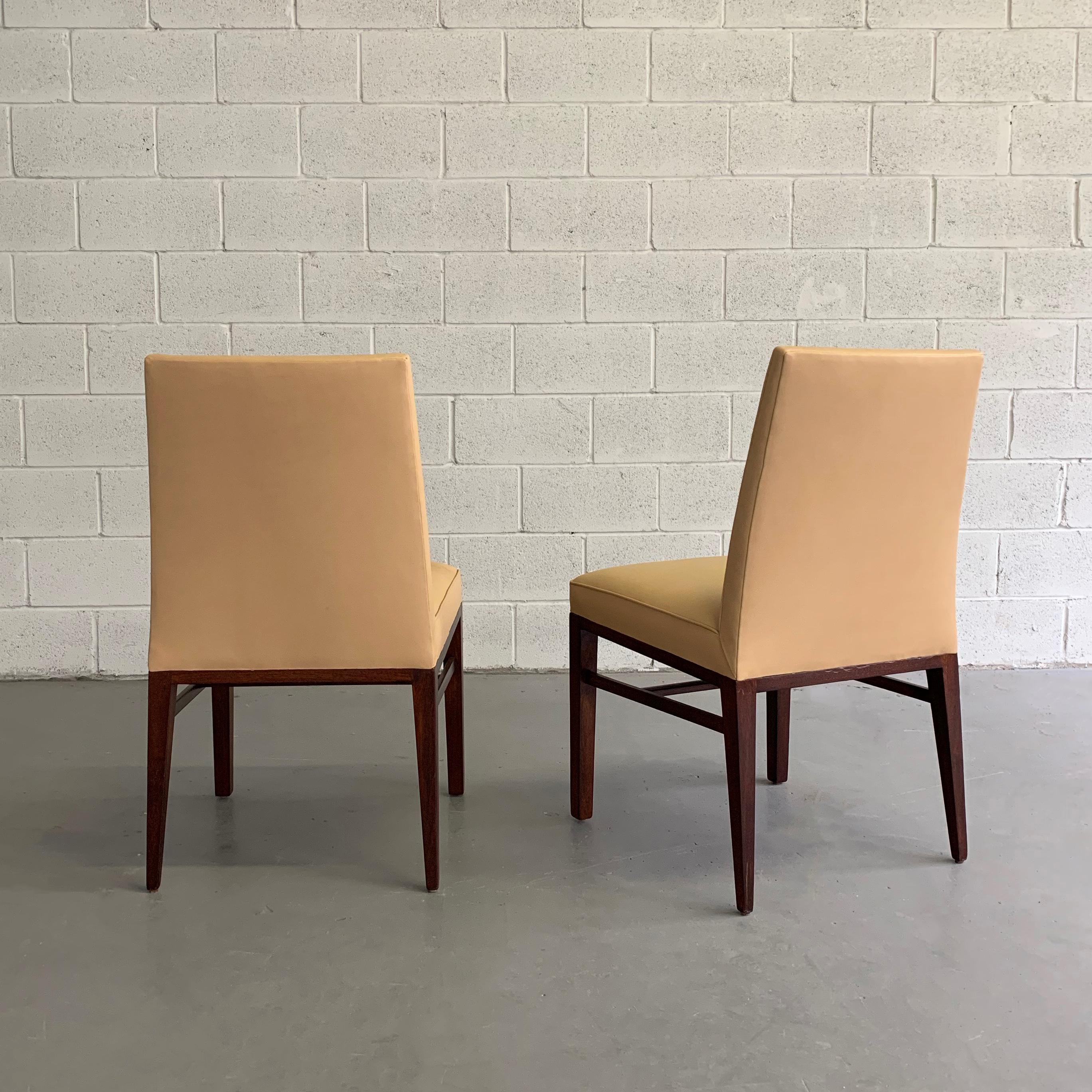 American Pair of Edward Wormley for Dunbar Leather Slipper Side Chairs For Sale