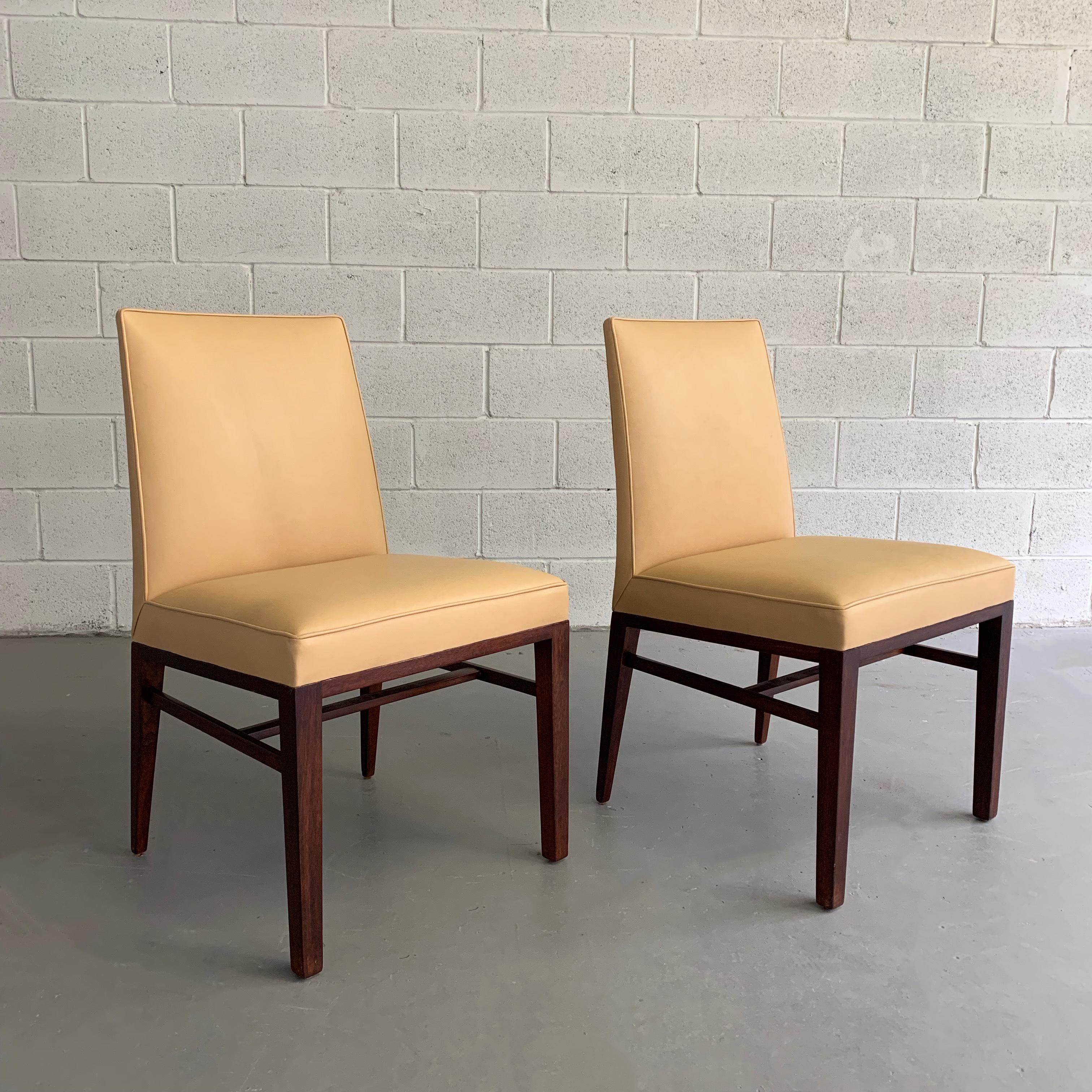 20th Century Pair of Edward Wormley for Dunbar Leather Slipper Side Chairs For Sale