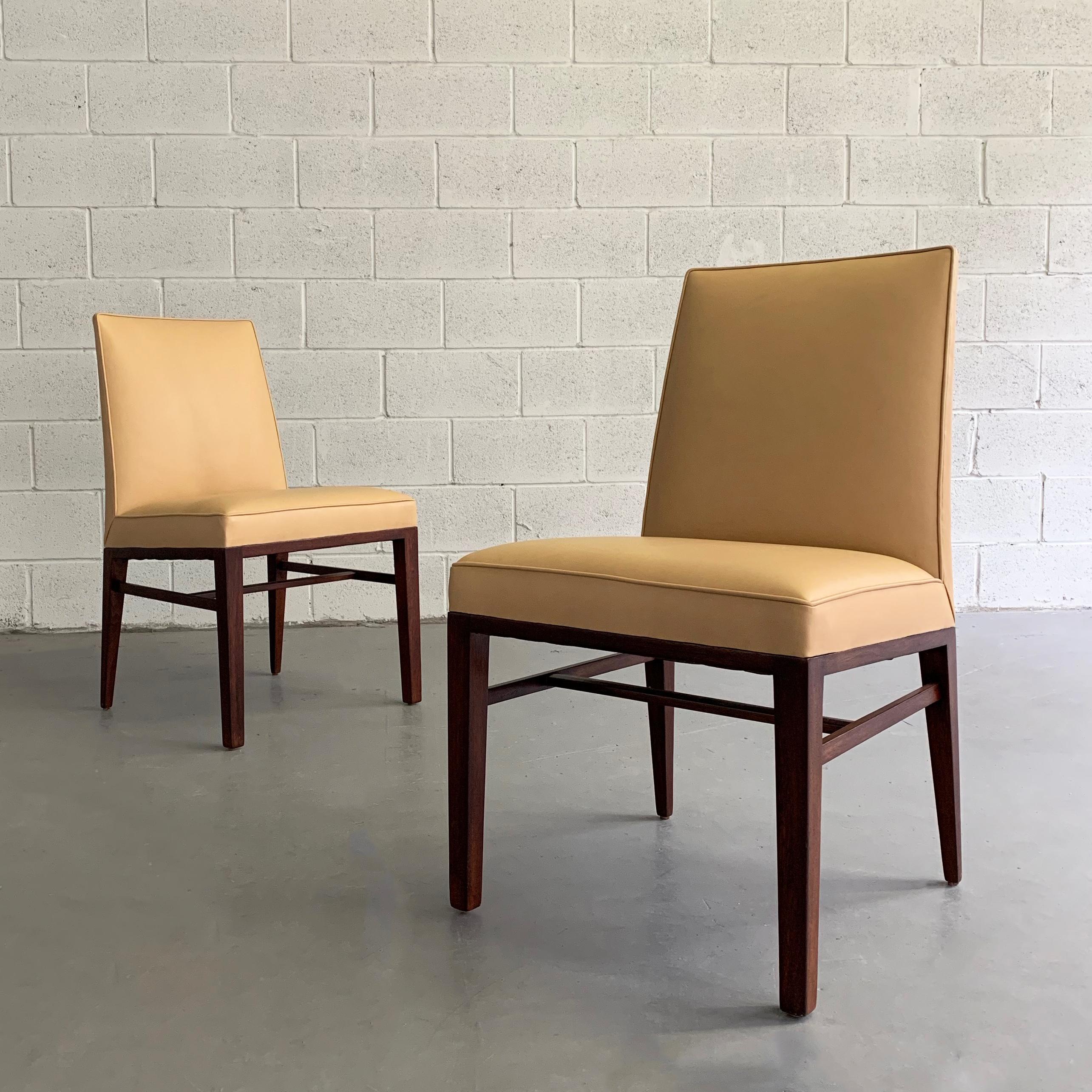 Pair of Edward Wormley for Dunbar Leather Slipper Side Chairs For Sale 1
