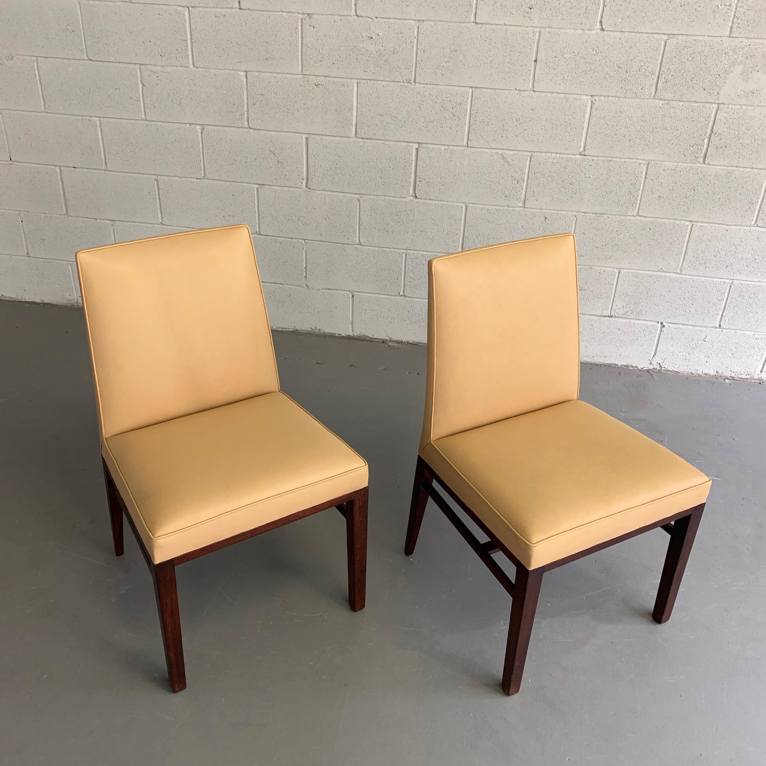 Pair of Edward Wormley for Dunbar Leather Slipper Side Chairs For Sale 2