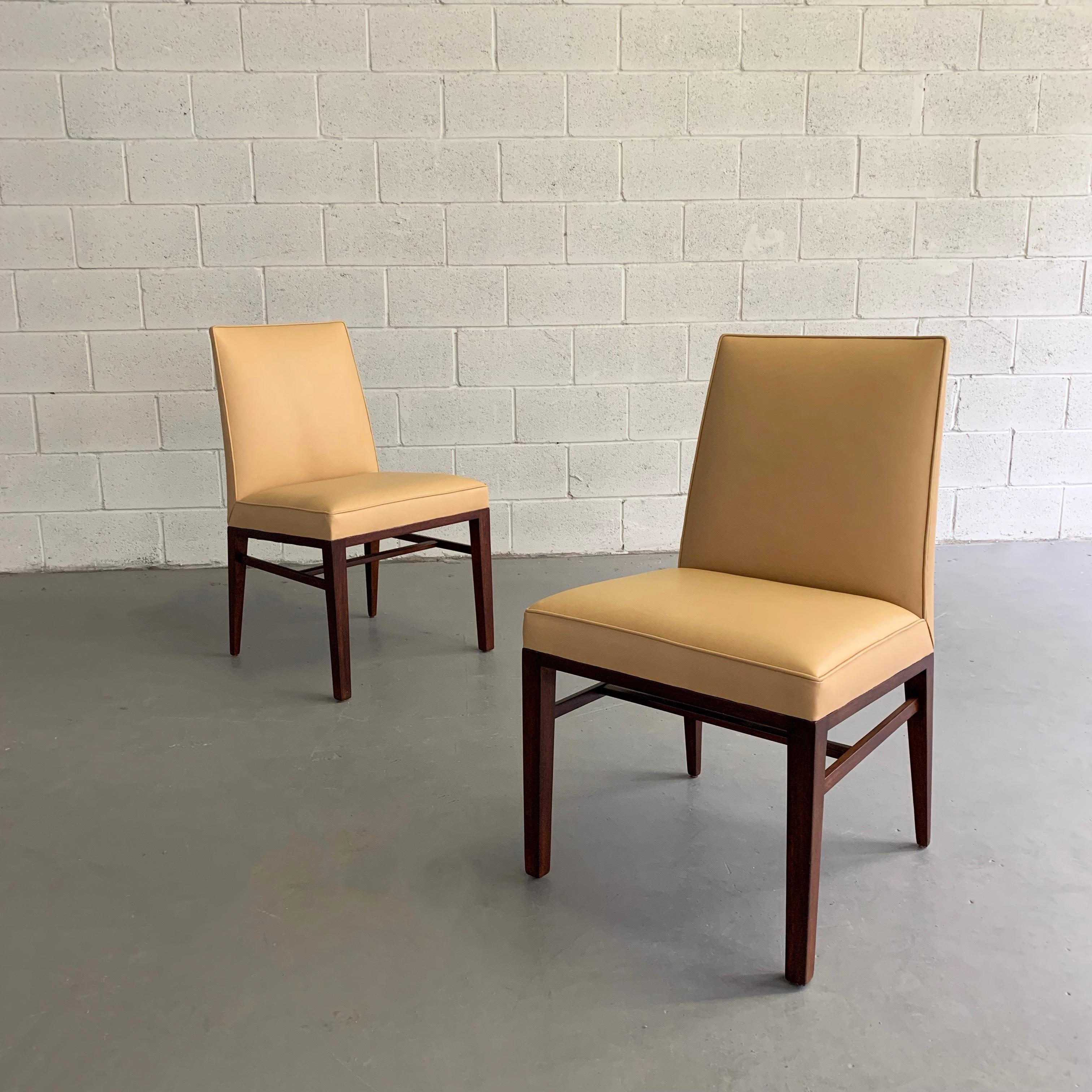 Pair of Edward Wormley for Dunbar Leather Slipper Side Chairs For Sale 3