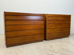 Pair of Edward Wormley for Dunbar Louvered Six Drawer Dressers