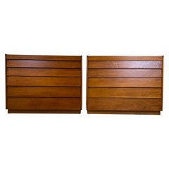 Pair of Edward Wormley for Dunbar Louvered Six Drawer Dressers