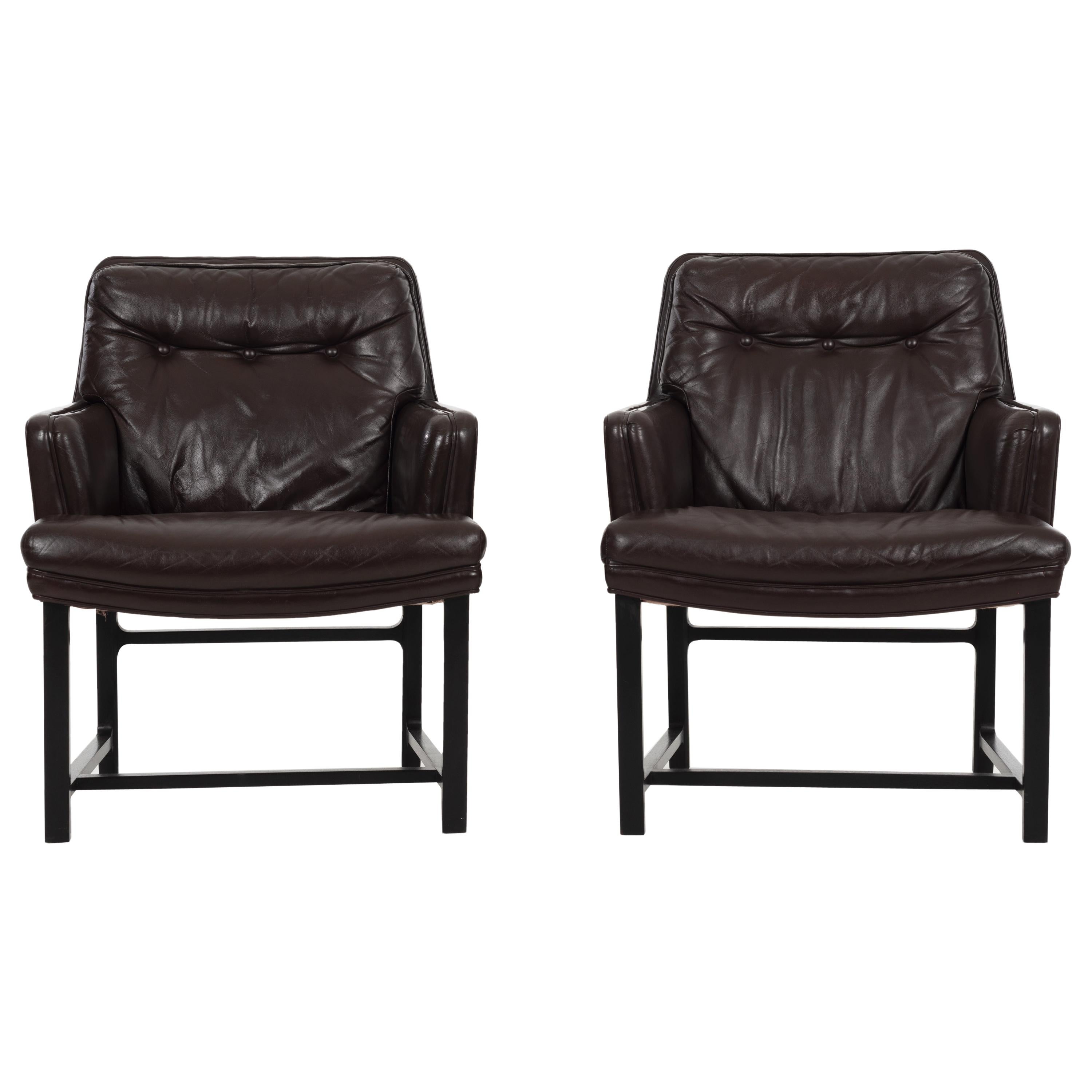 Pair of Edward Wormley for Dunbar Pull-Up Lounge Chairs