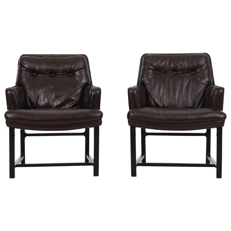 Pair of Edward Wormley for Dunbar Pull-Up Lounge Chairs For Sale
