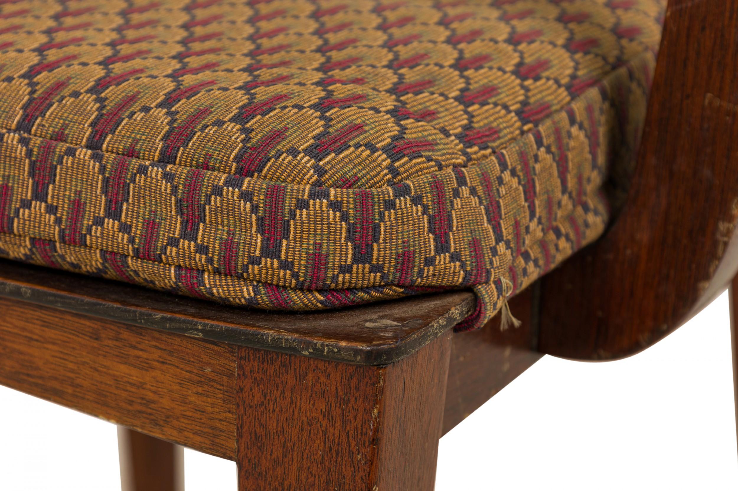 Fabric Pair of Edward Wormley for Dunbar Pulled Feather Patterned Upholstery Wooden  For Sale