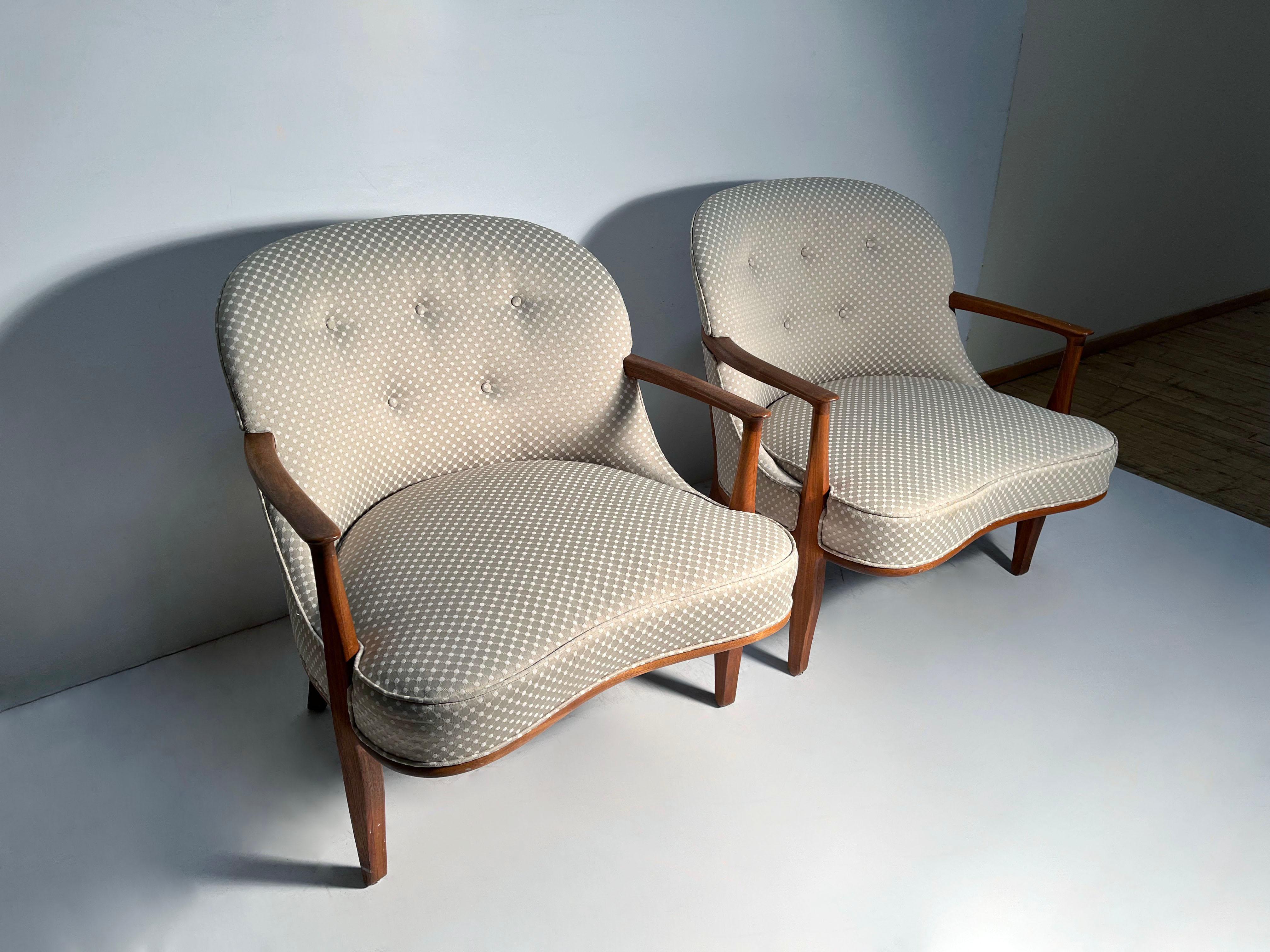 Paire de chaises Janus d'Edward Wormley pour Dunbar (signé) Bon état - En vente à Chicago, IL