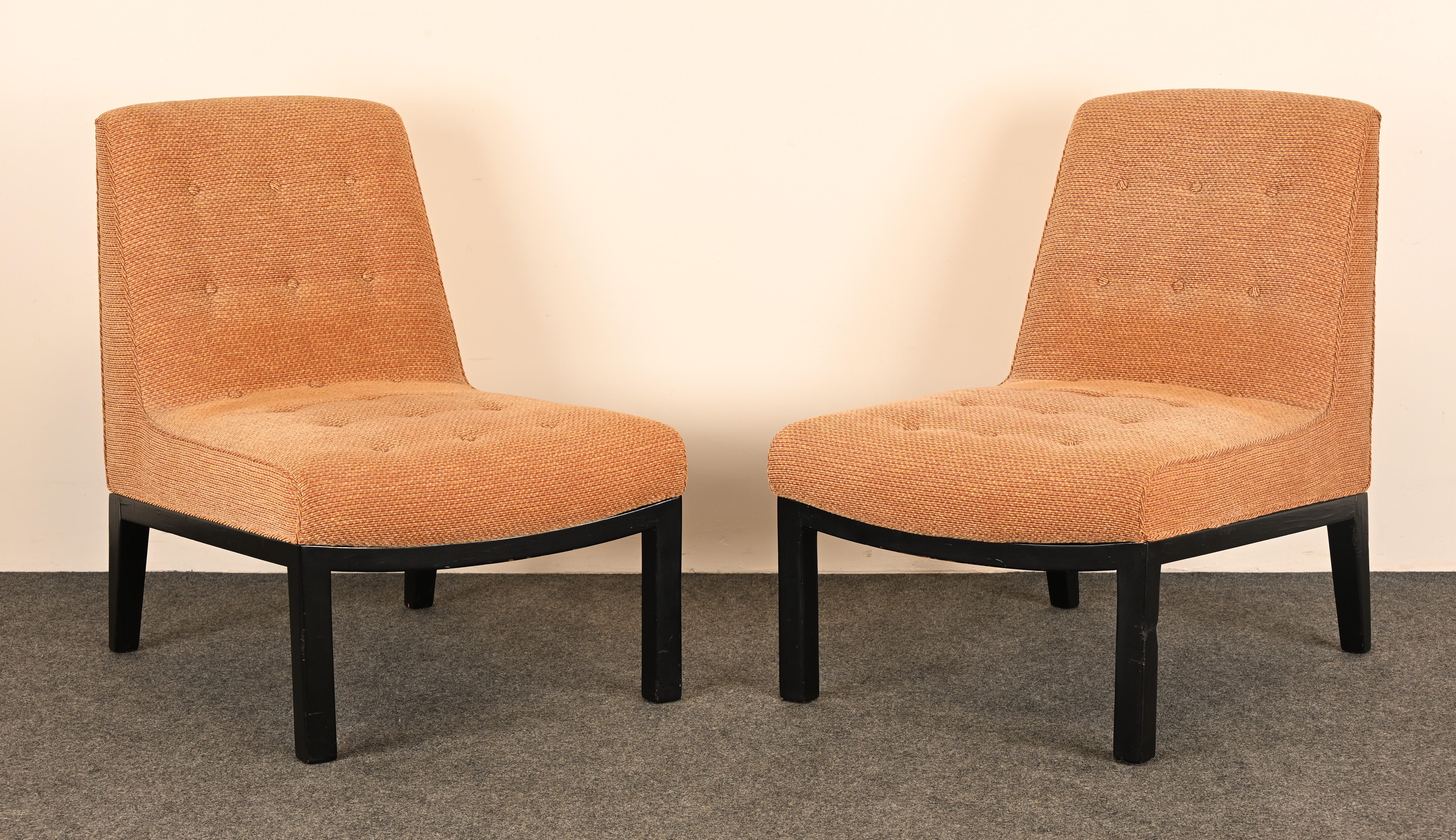 Milieu du XXe siècle Paire de chaises à pantoufles Edward Wormley pour Dunbar, années 1960 en vente