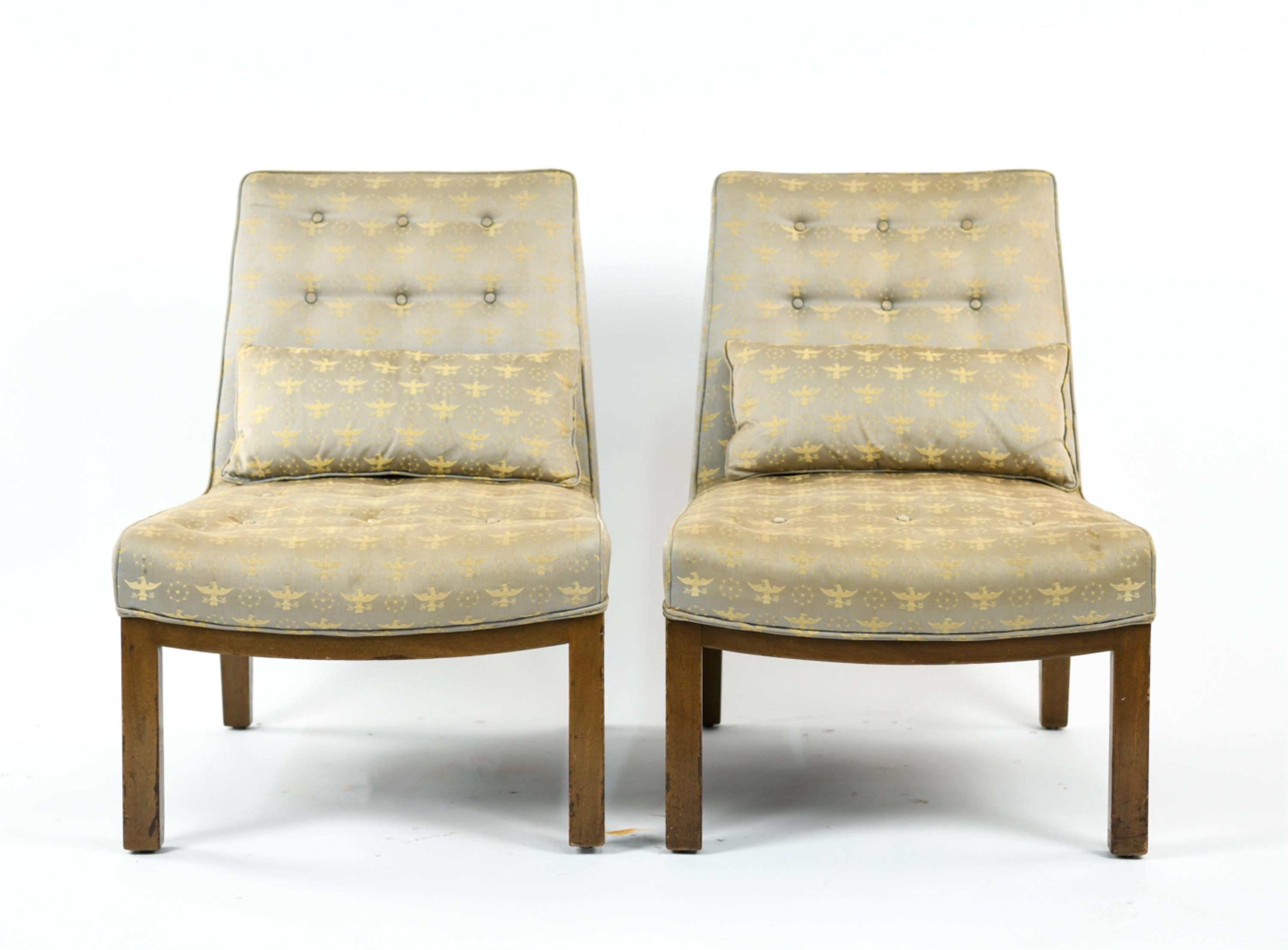 Wood Pair of Edward Wormley for Dunbar Slipper Chairs