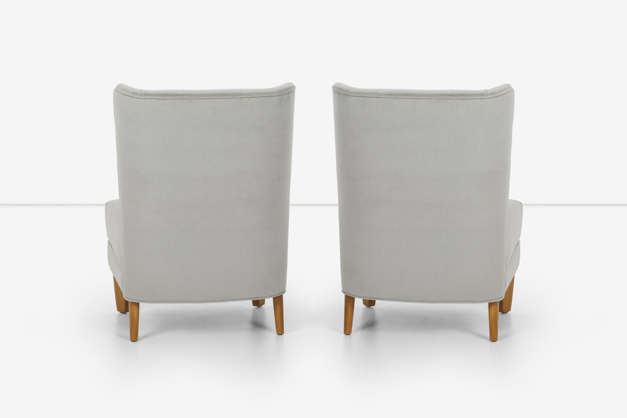 Appliqué Pair of Edward Wormley for Dunbar Slipper Lounge Chairs For Sale