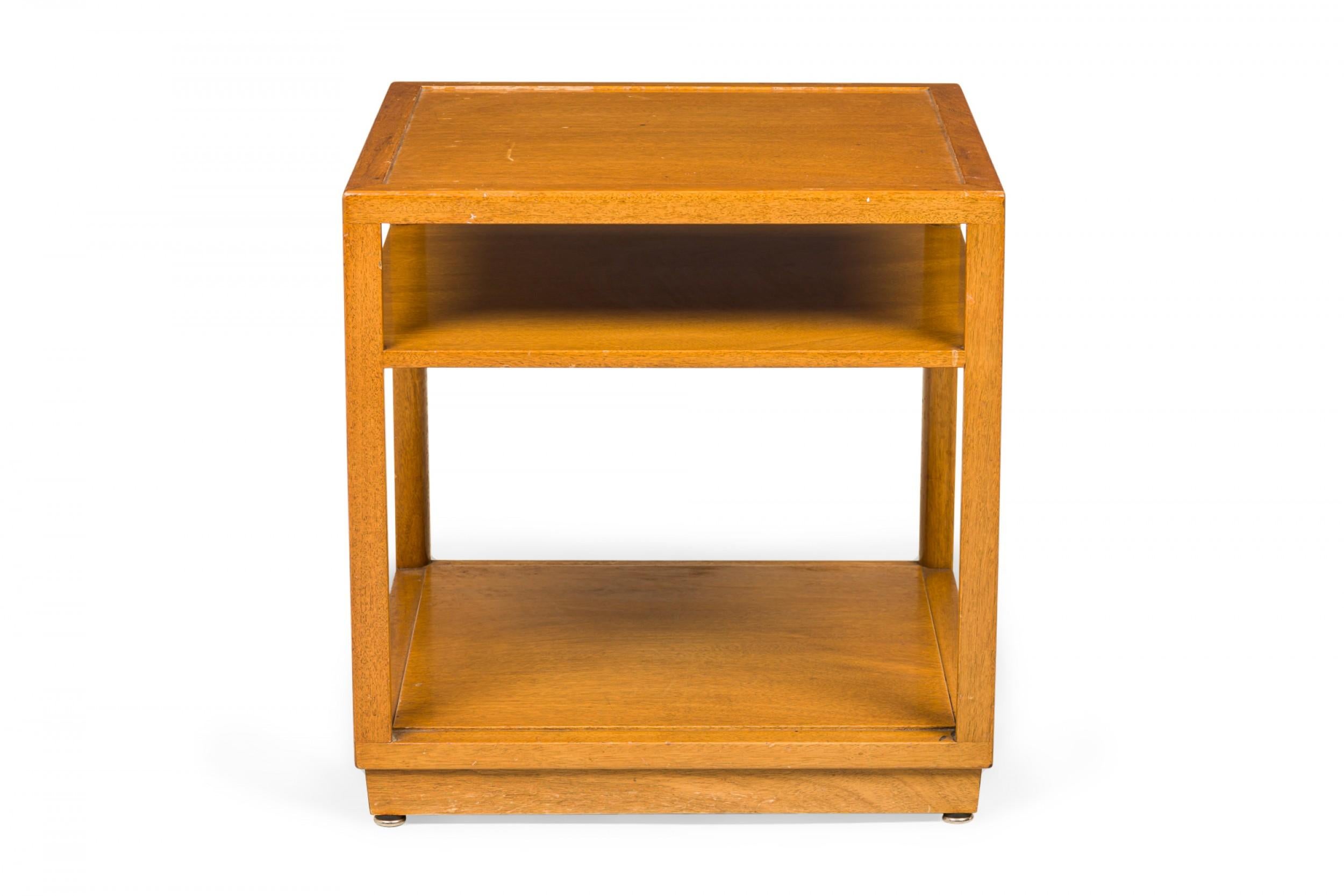 American Pair of Edward Wormley for Dunbar Square Wooden Double Shelf End / Side Table For Sale