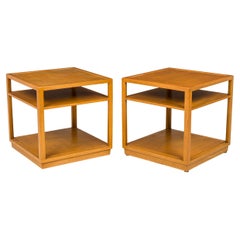 Pair of Edward Wormley for Dunbar Square Wooden Double Shelf End / Side Table