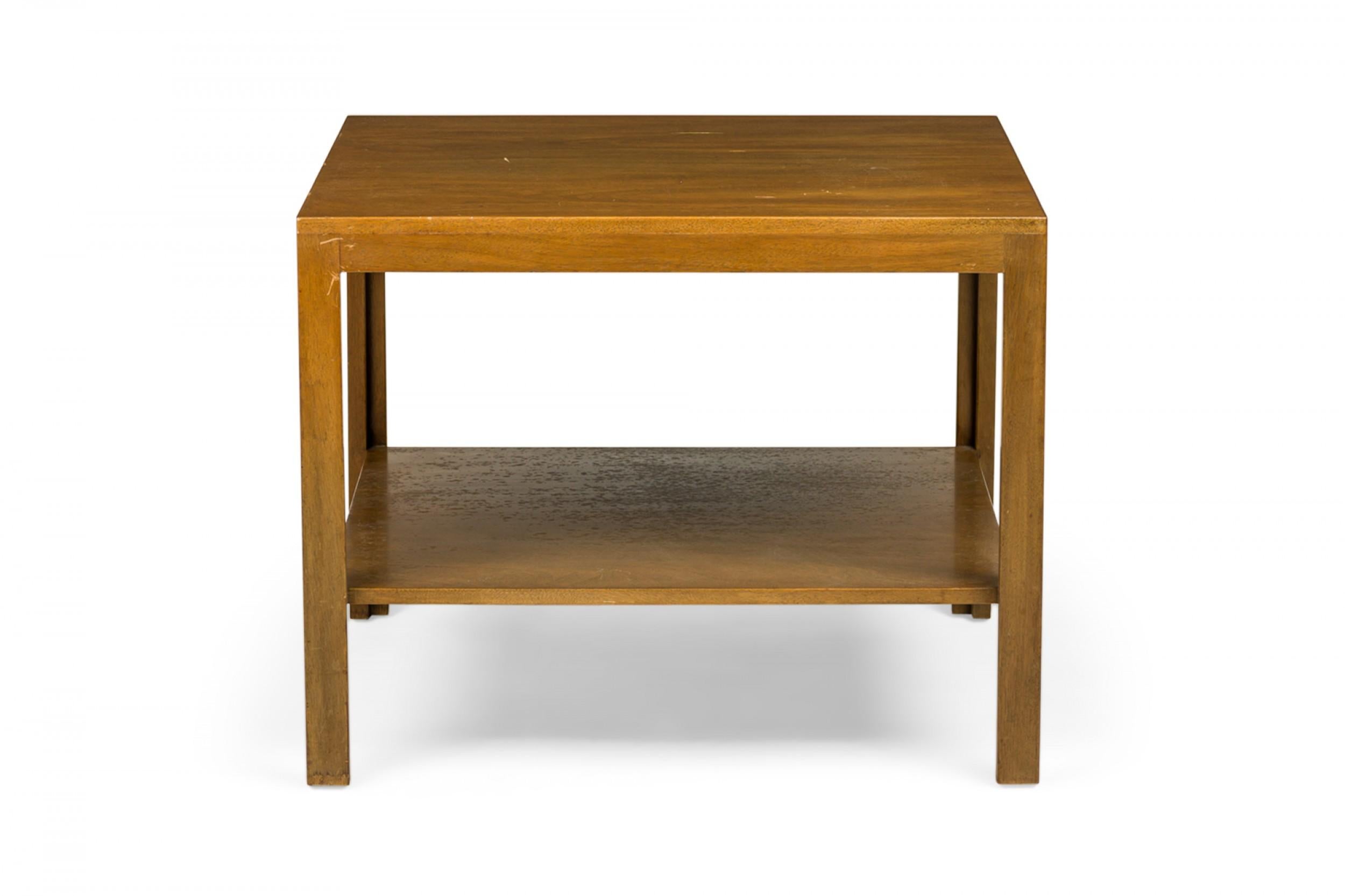 American Pair of Edward Wormley for Dunbar Square Wooden Two-Tier End / Side Tables For Sale