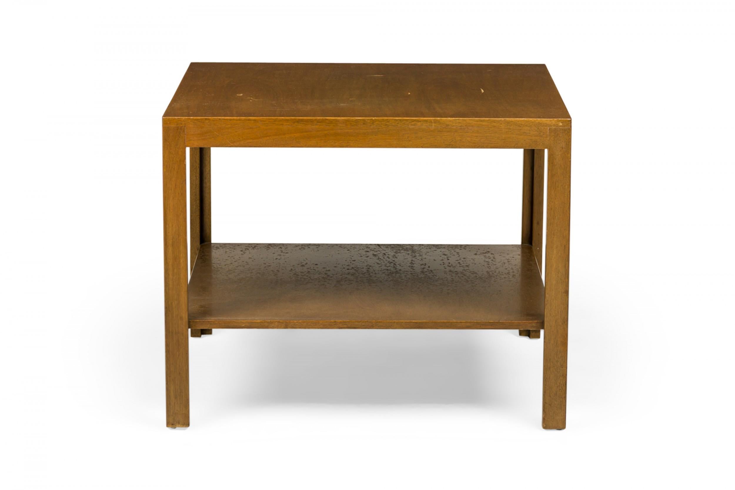 20th Century Pair of Edward Wormley for Dunbar Square Wooden Two-Tier End / Side Tables For Sale