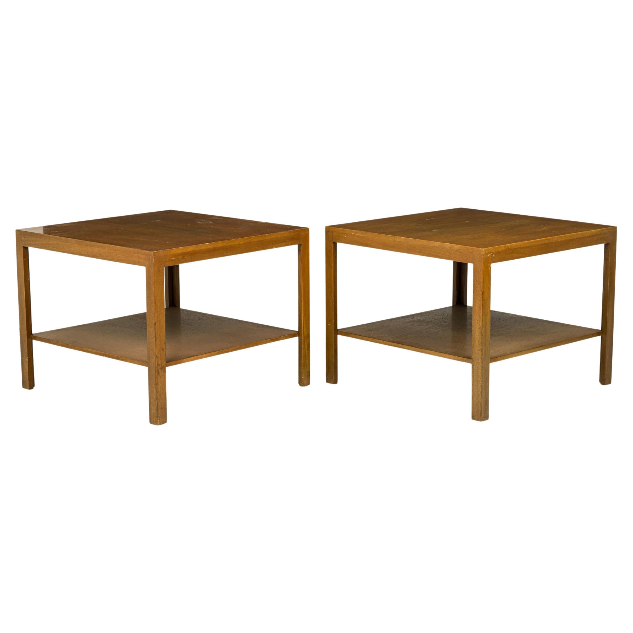 Pair of Edward Wormley for Dunbar Square Wooden Two-Tier End / Side Tables For Sale