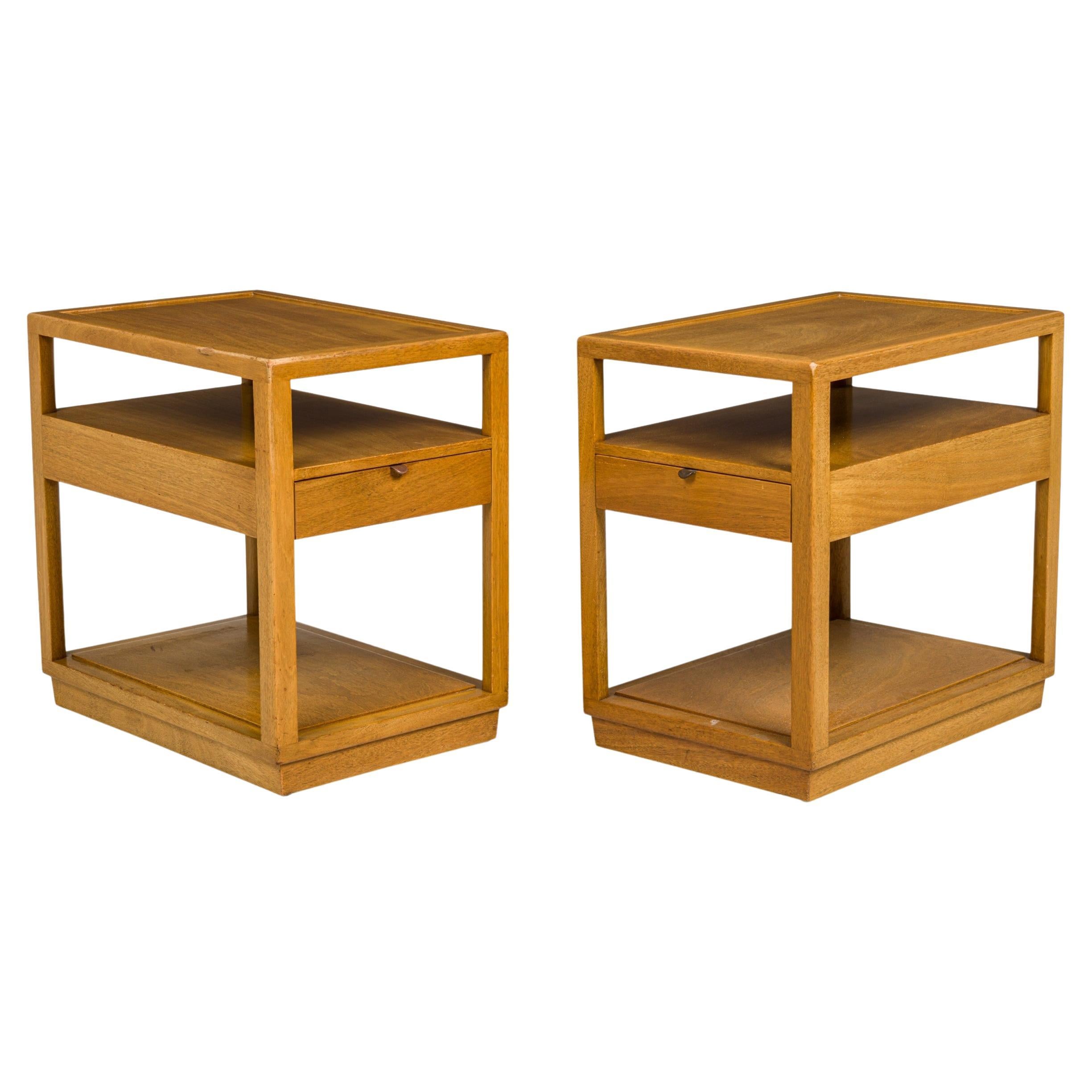 Pair of Edward Wormley for Dunbar Wooden Single Drawer End / Side Tables For Sale